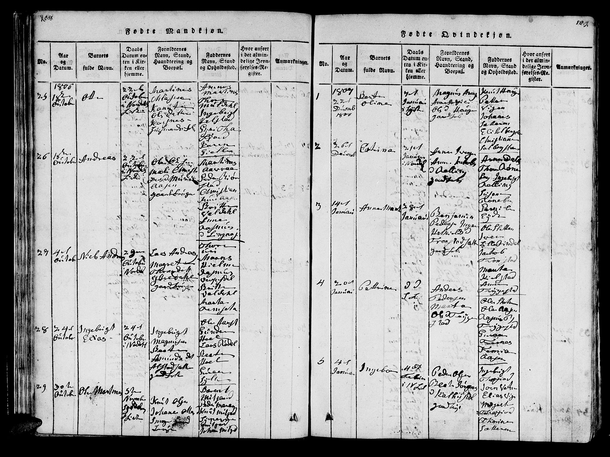 Ministerialprotokoller, klokkerbøker og fødselsregistre - Møre og Romsdal, SAT/A-1454/519/L0246: Parish register (official) no. 519A05, 1817-1834, p. 108-109