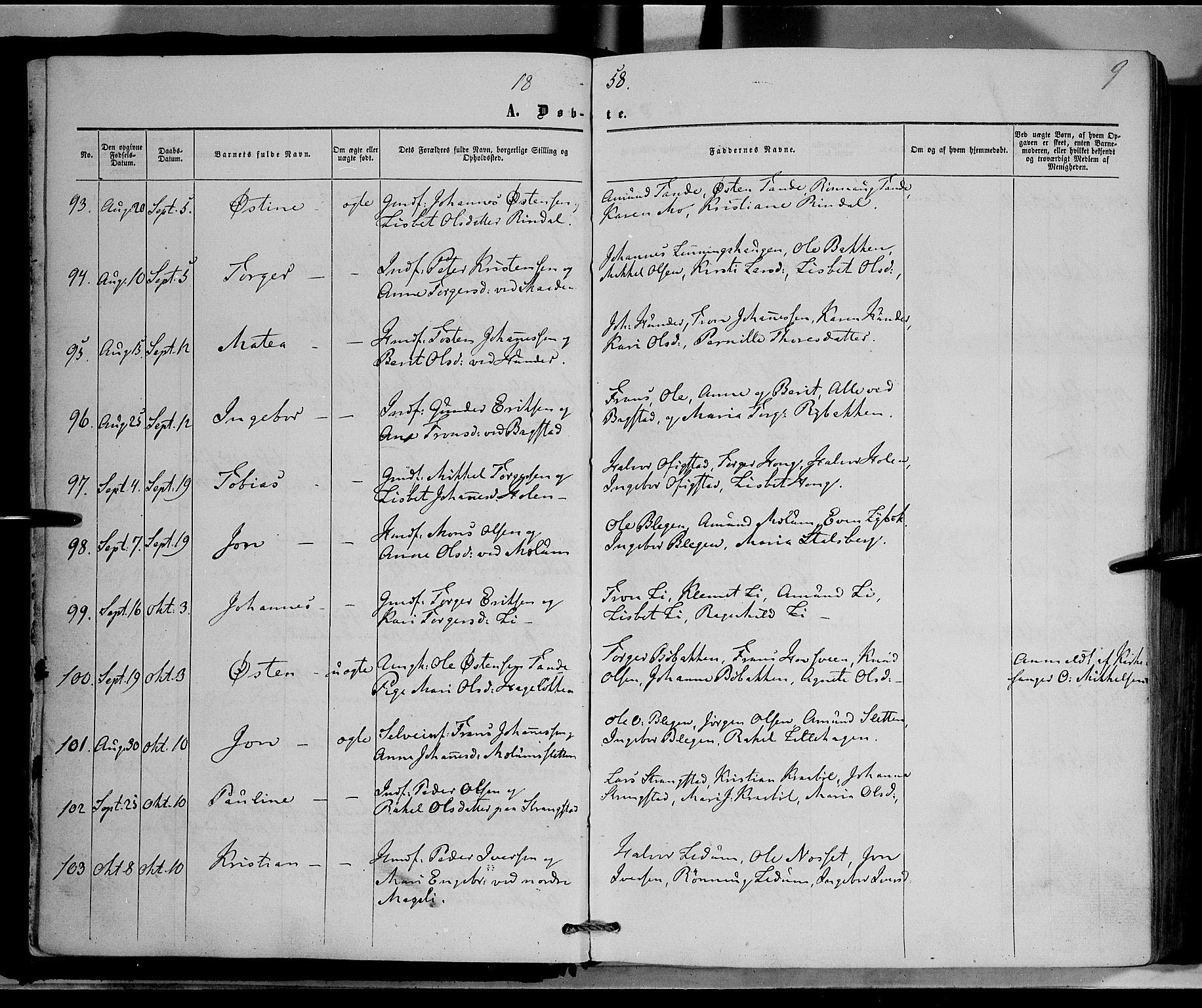 Øyer prestekontor, SAH/PREST-084/H/Ha/Haa/L0006: Parish register (official) no. 6, 1858-1874, p. 9