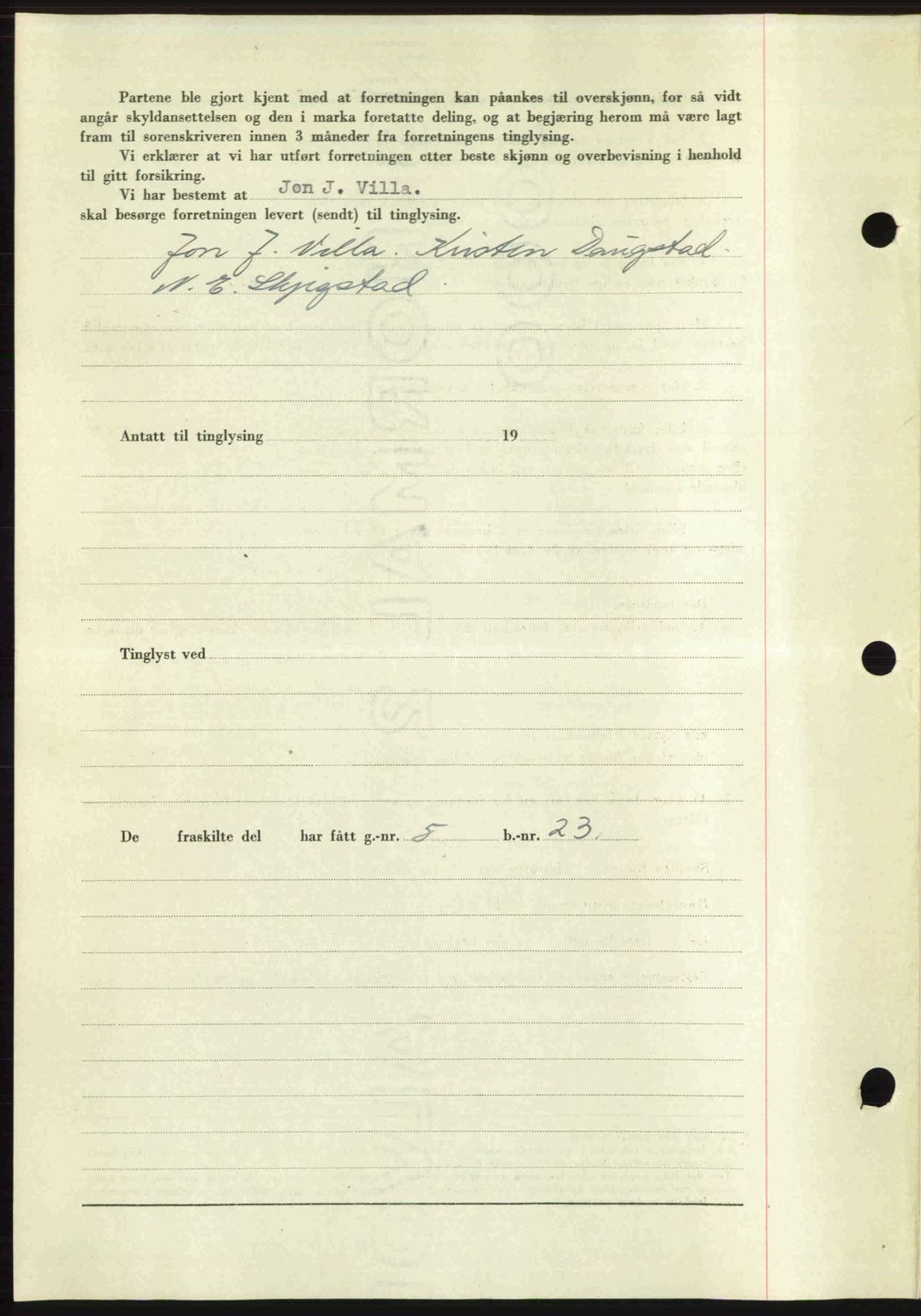 Romsdal sorenskriveri, AV/SAT-A-4149/1/2/2C: Mortgage book no. A22, 1947-1947, Diary no: : 1016/1947