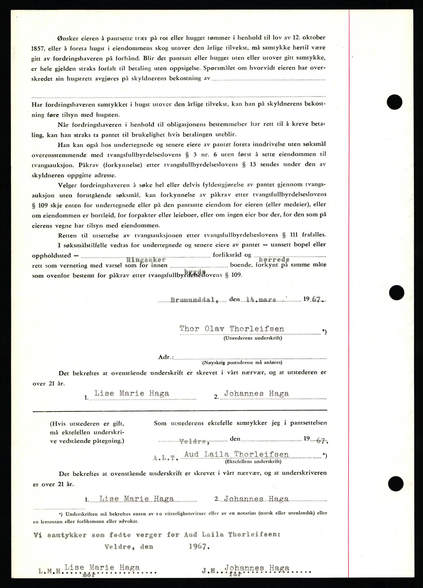 Nord-Hedmark sorenskriveri, SAH/TING-012/H/Hb/Hbf/L0071: Mortgage book no. B71, 1967-1967, Diary no: : 2192/1967