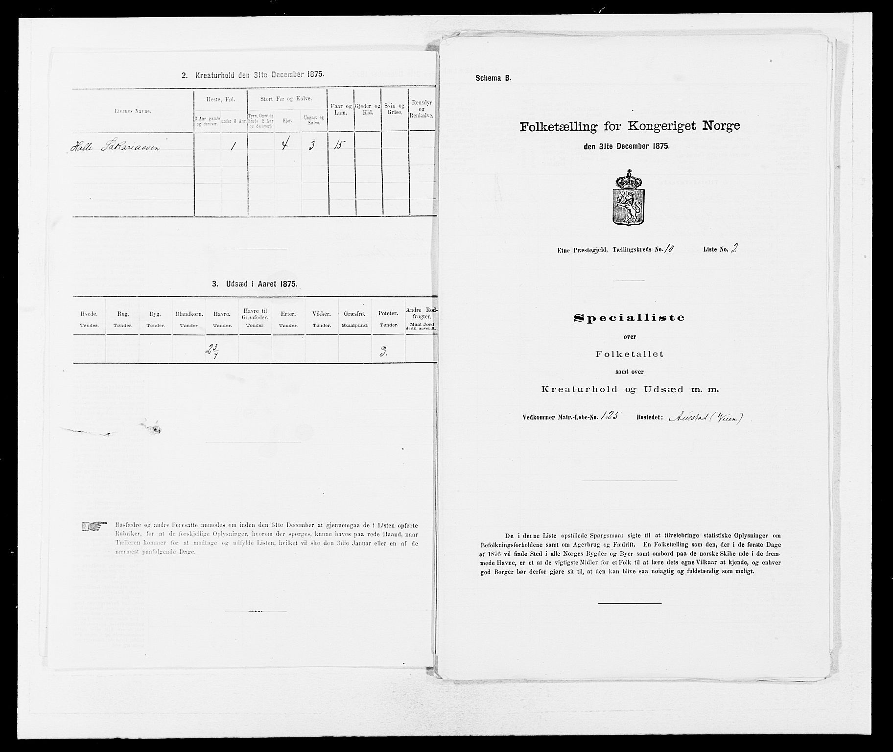 SAB, 1875 census for 1211P Etne, 1875, p. 634