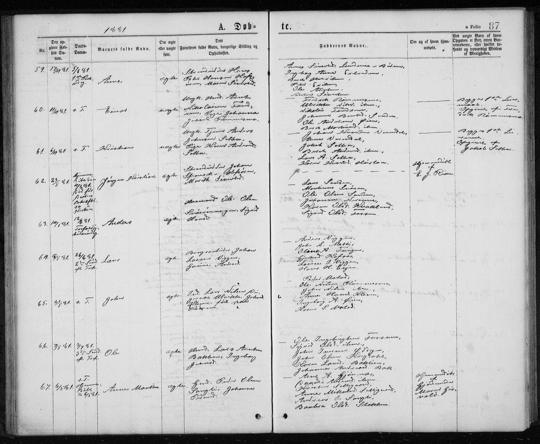 Ministerialprotokoller, klokkerbøker og fødselsregistre - Sør-Trøndelag, AV/SAT-A-1456/668/L0817: Parish register (copy) no. 668C06, 1873-1884, p. 87