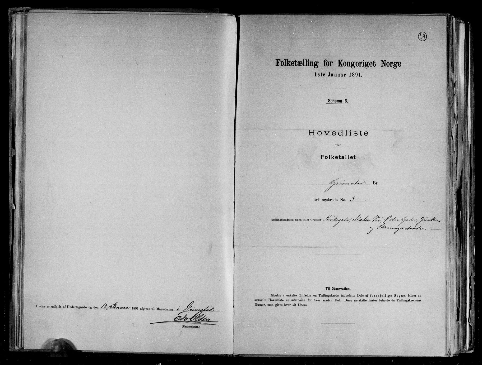 RA, 1891 census for 0904 Grimstad, 1891, p. 9