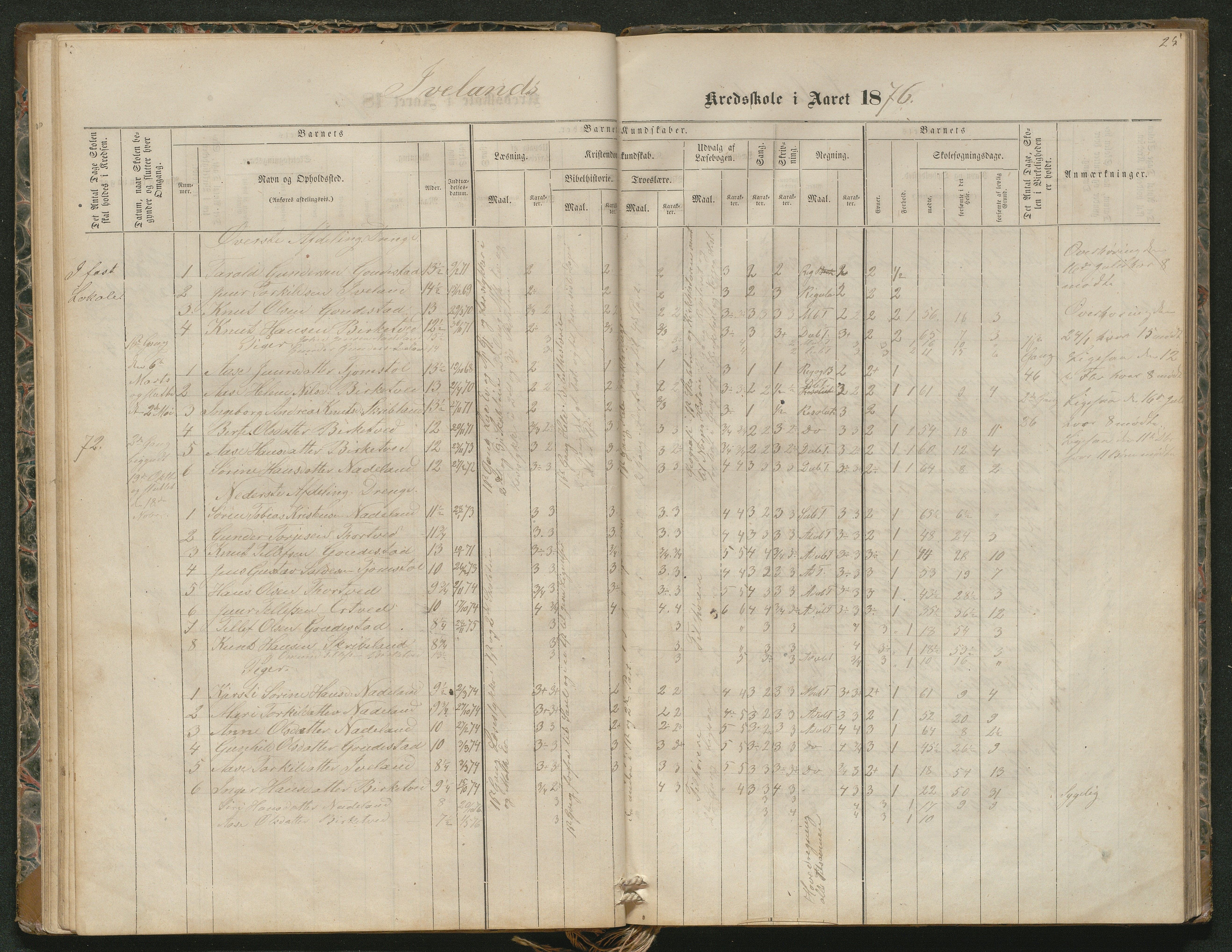 Iveland kommune, De enkelte kretsene/Skolene, AAKS/KA0935-550/A_4/L0002: Dagbok for Hodne og Iveland skolekrets, 1863-1888, p. 25