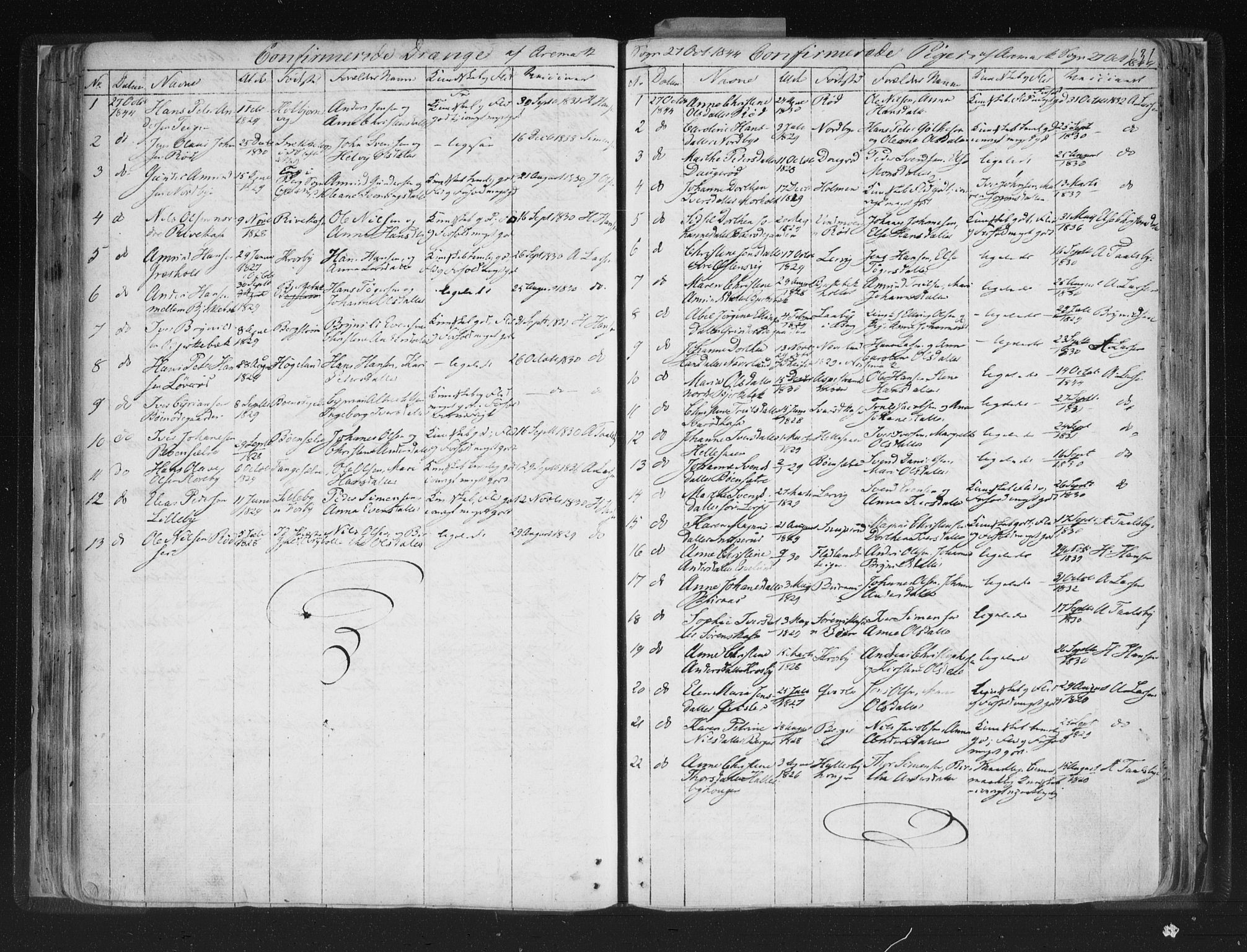 Aremark prestekontor Kirkebøker, AV/SAO-A-10899/F/Fc/L0002: Parish register (official) no. III 2, 1834-1849, p. 131