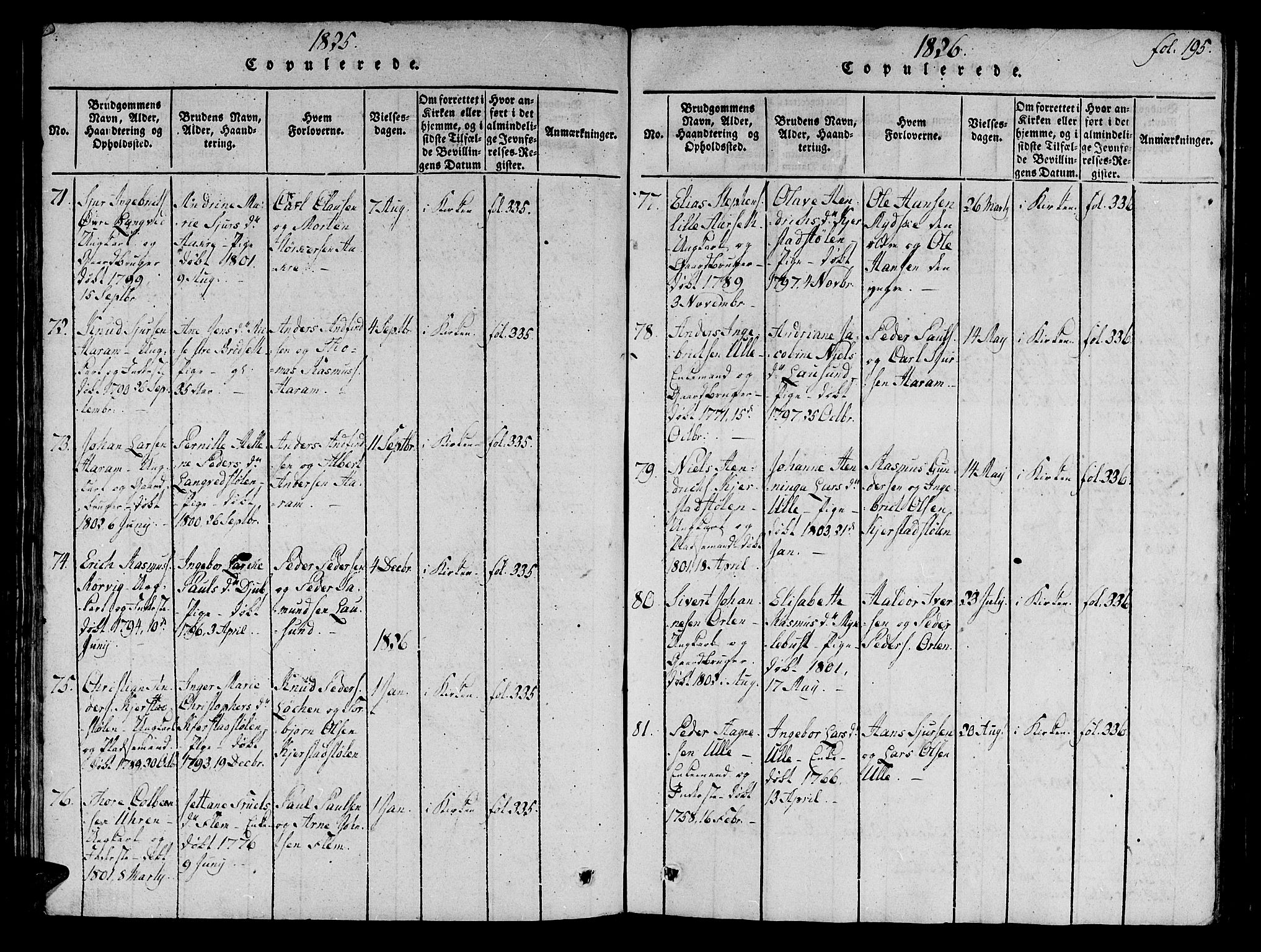 Ministerialprotokoller, klokkerbøker og fødselsregistre - Møre og Romsdal, AV/SAT-A-1454/536/L0495: Parish register (official) no. 536A04, 1818-1847, p. 195