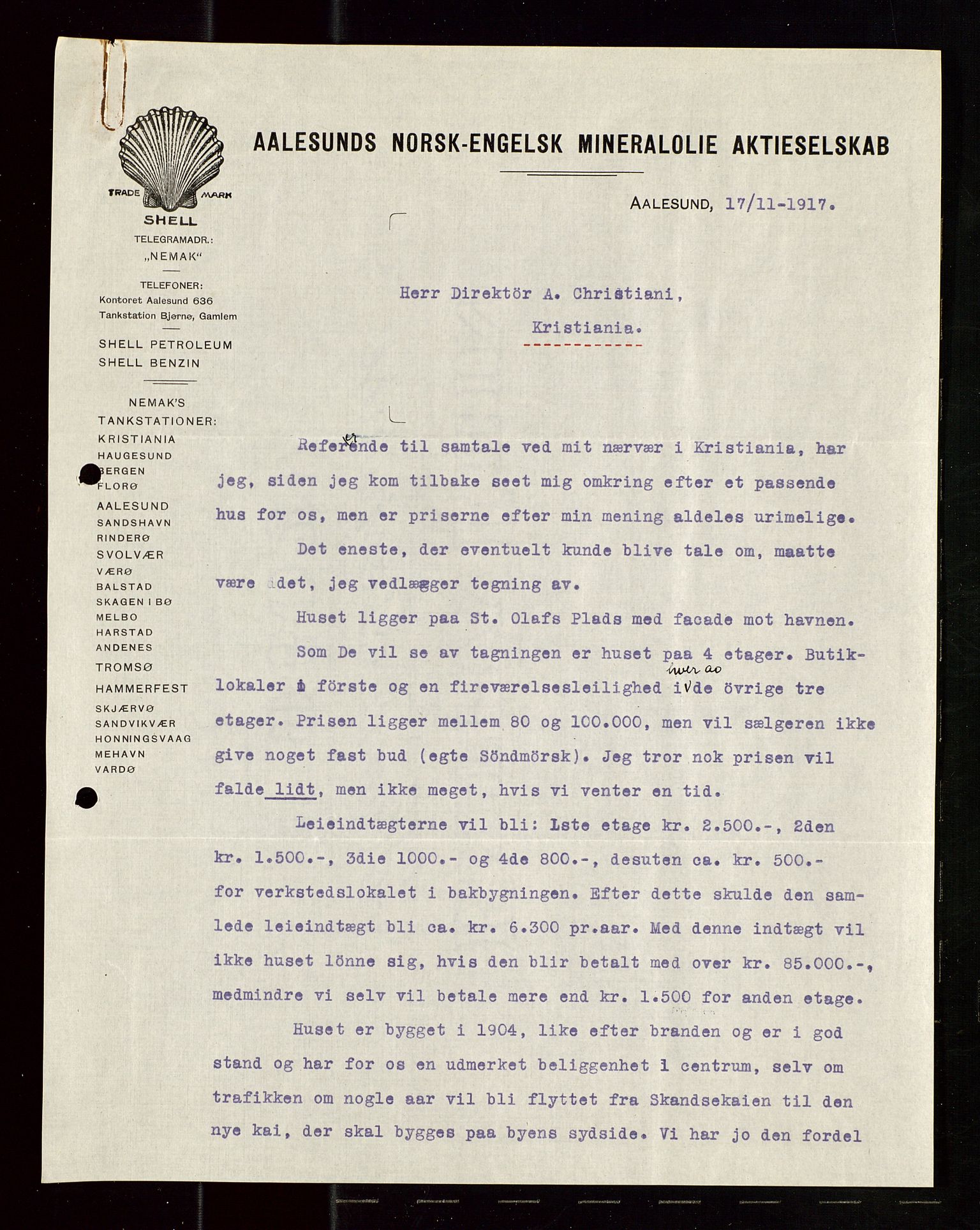 Pa 1521 - A/S Norske Shell, AV/SAST-A-101915/E/Ea/Eaa/L0019: Sjefskorrespondanse, 1917, p. 261