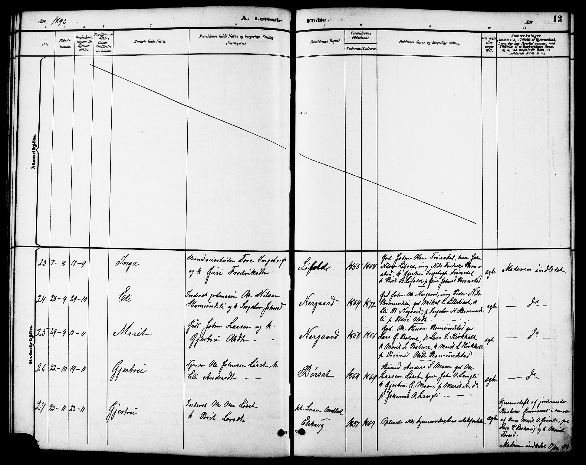 Ministerialprotokoller, klokkerbøker og fødselsregistre - Møre og Romsdal, AV/SAT-A-1454/598/L1078: Parish register (copy) no. 598C03, 1892-1909, p. 13