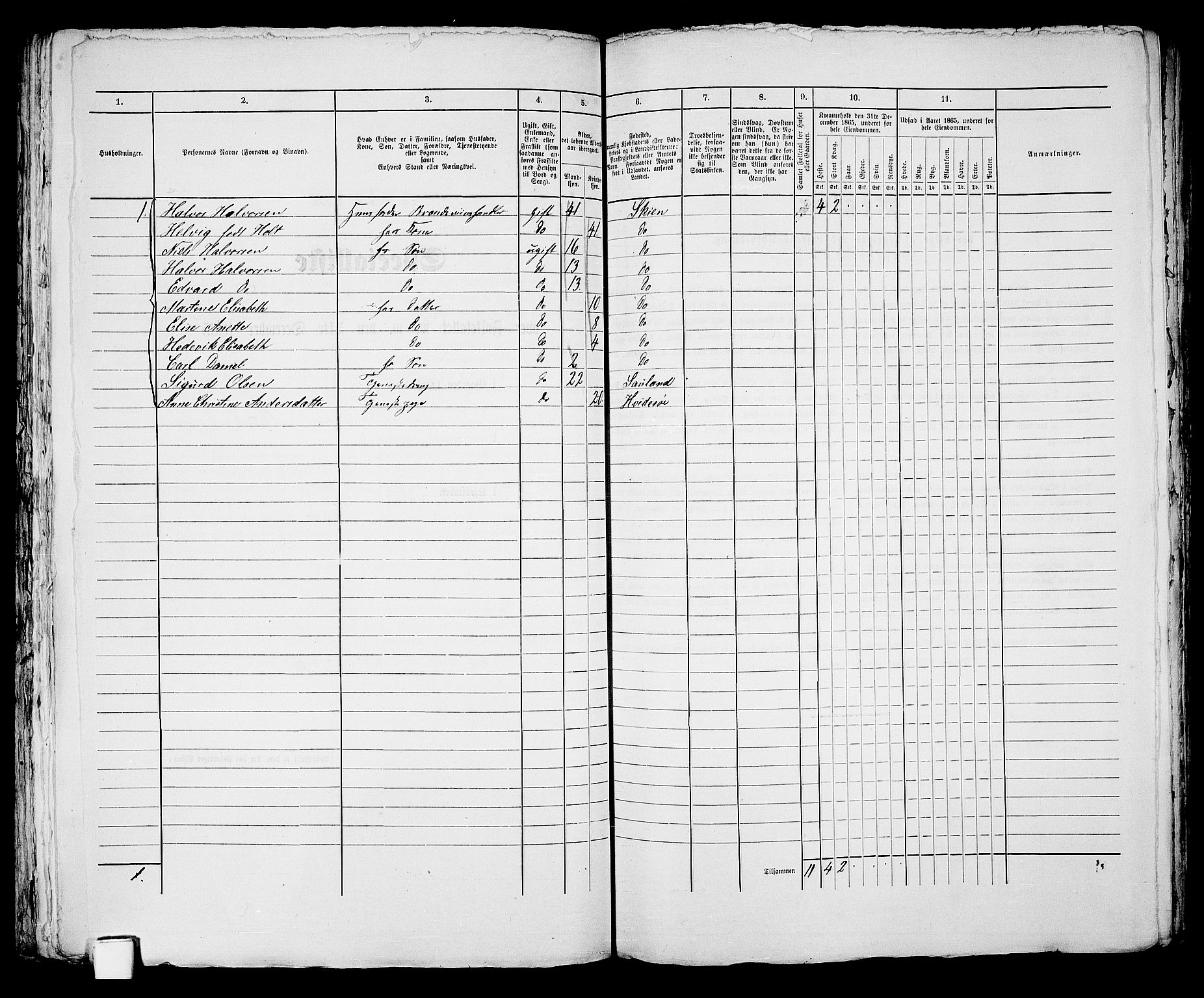 RA, 1865 census for Skien, 1865, p. 982