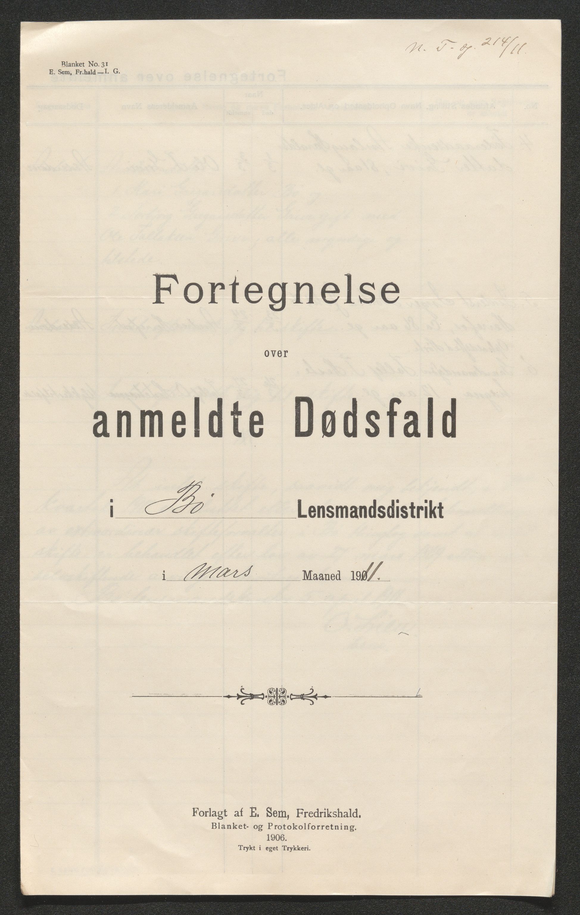 Nedre Telemark sorenskriveri, AV/SAKO-A-135/H/Ha/Hab/L0005: Dødsfallsfortegnelser
, 1911-1916, p. 10