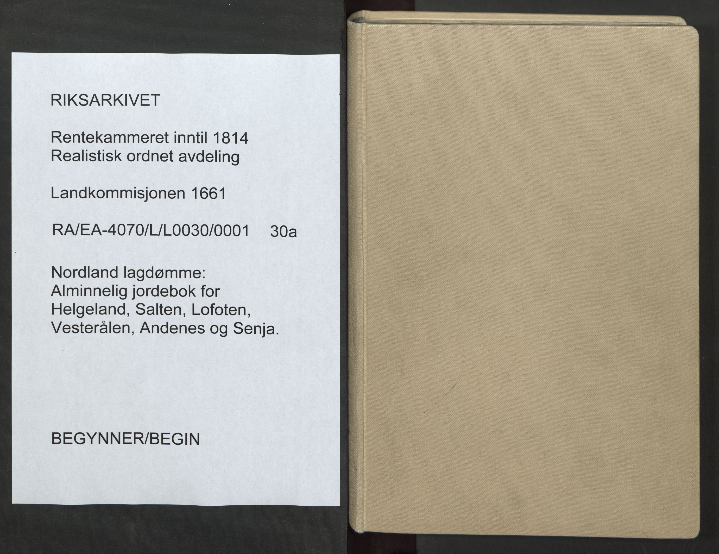 Rentekammeret inntil 1814, Realistisk ordnet avdeling, AV/RA-EA-4070/L/L0030/0001: Nordland lagdømme: / Alminnelig jordebok for Helgeland, Salten, Lofoten, Vesterålen, Andenes og Senja., 1661