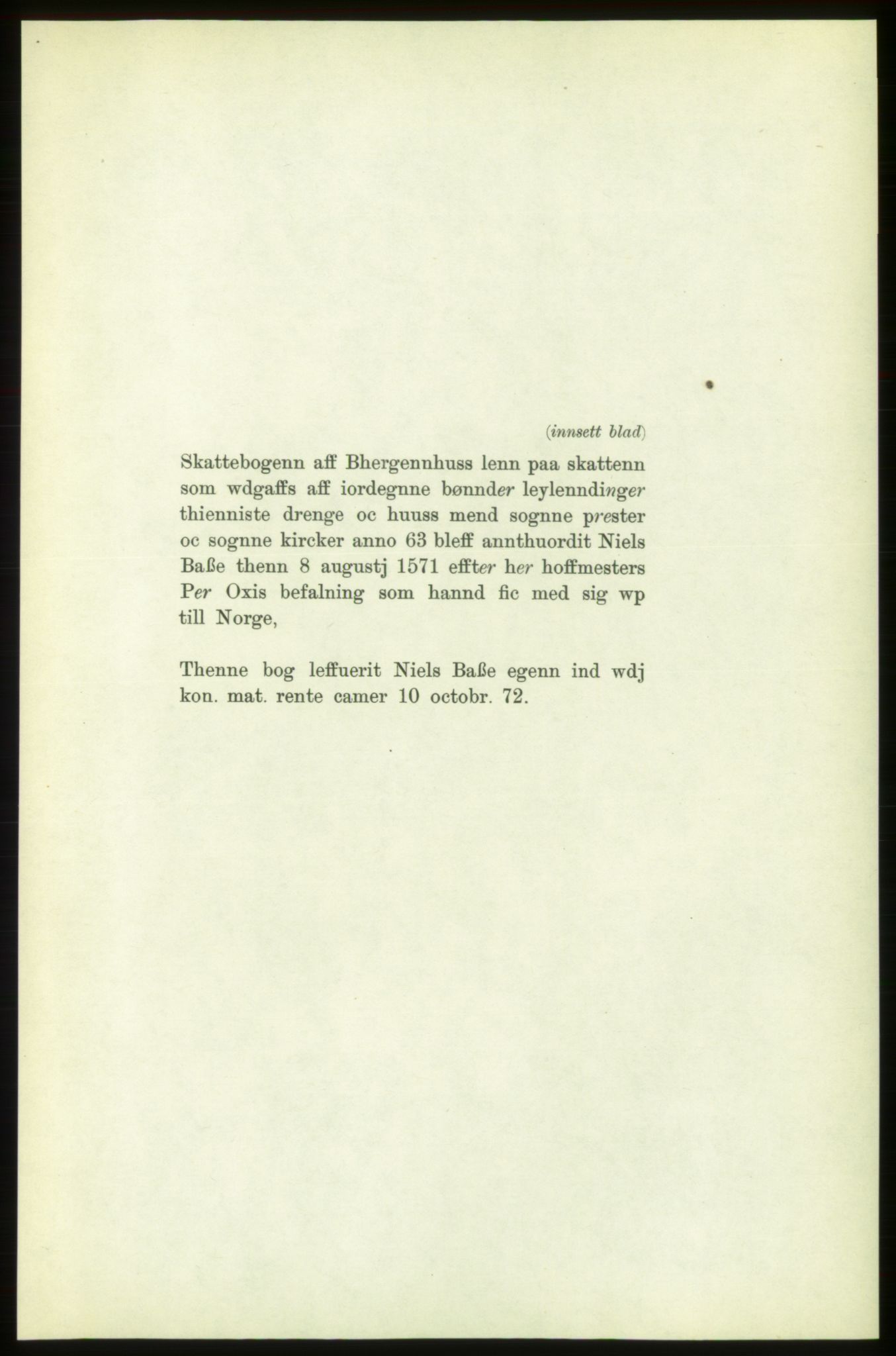 Publikasjoner utgitt av Arkivverket, PUBL/PUBL-001/C/0003: Bind 3: Skatten av Bergenhus len 1563, 1563, p. 1