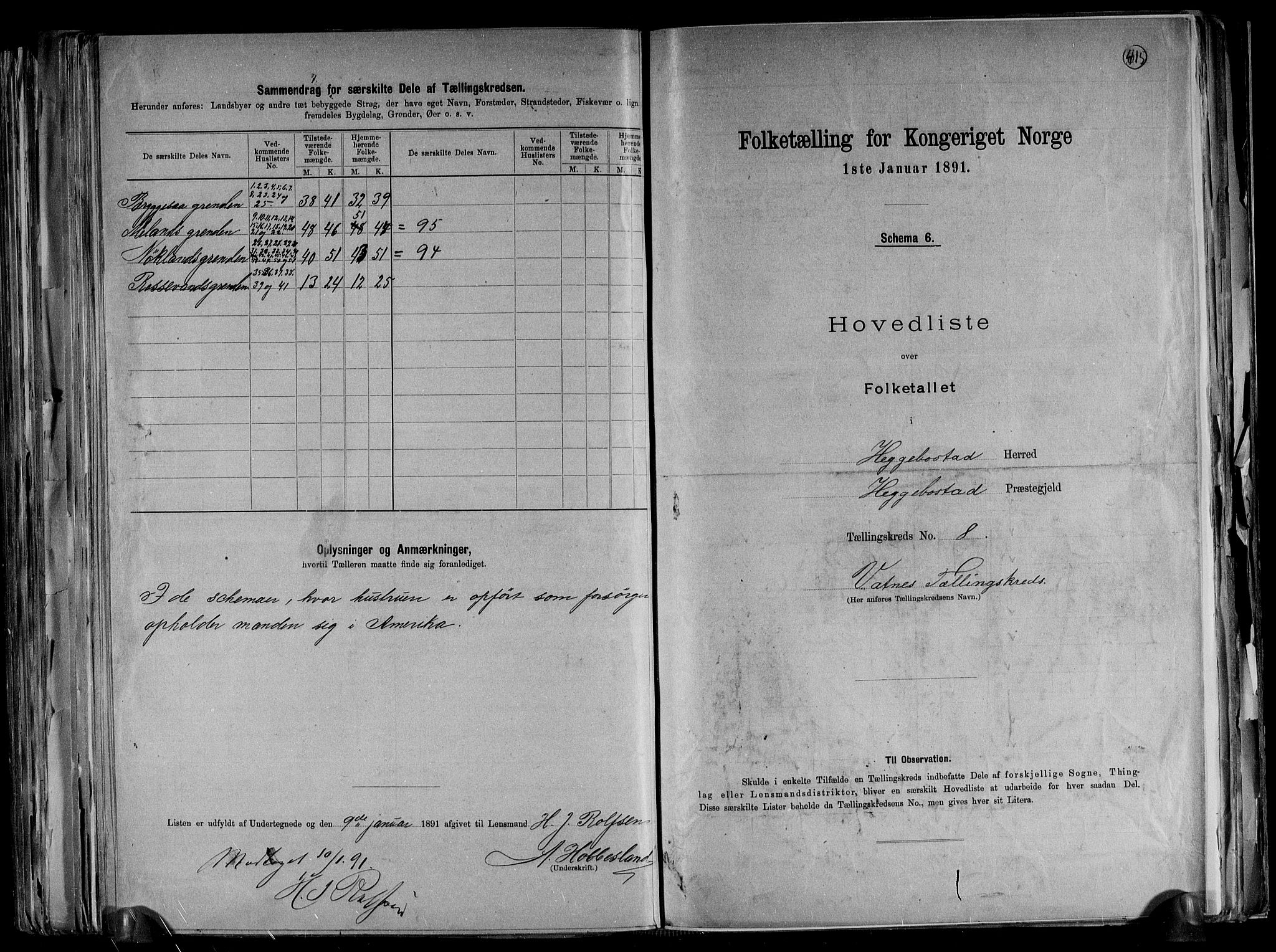 RA, 1891 census for 1034 Hægebostad, 1891, p. 19