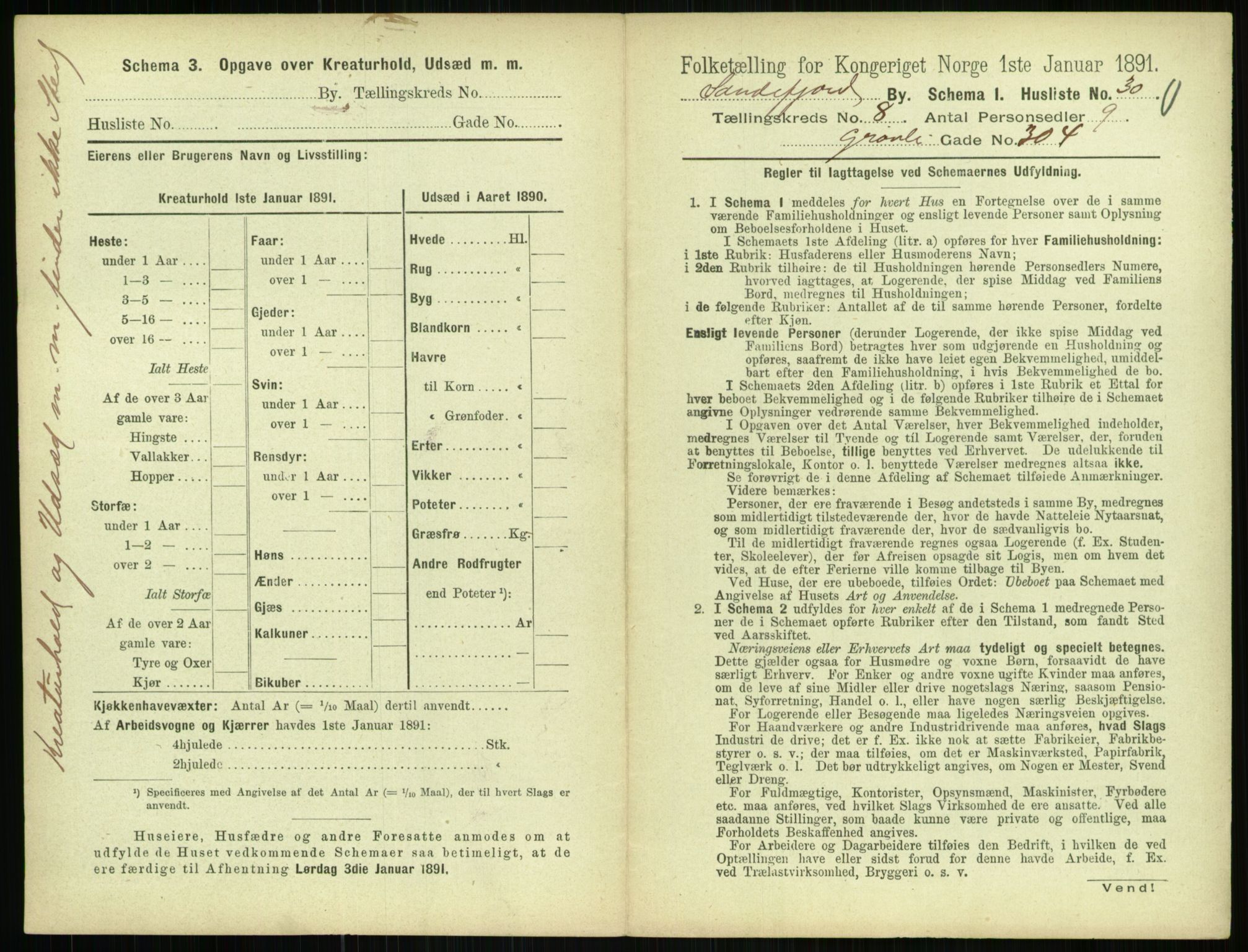 RA, 1891 census for 0706 Sandefjord, 1891, p. 891