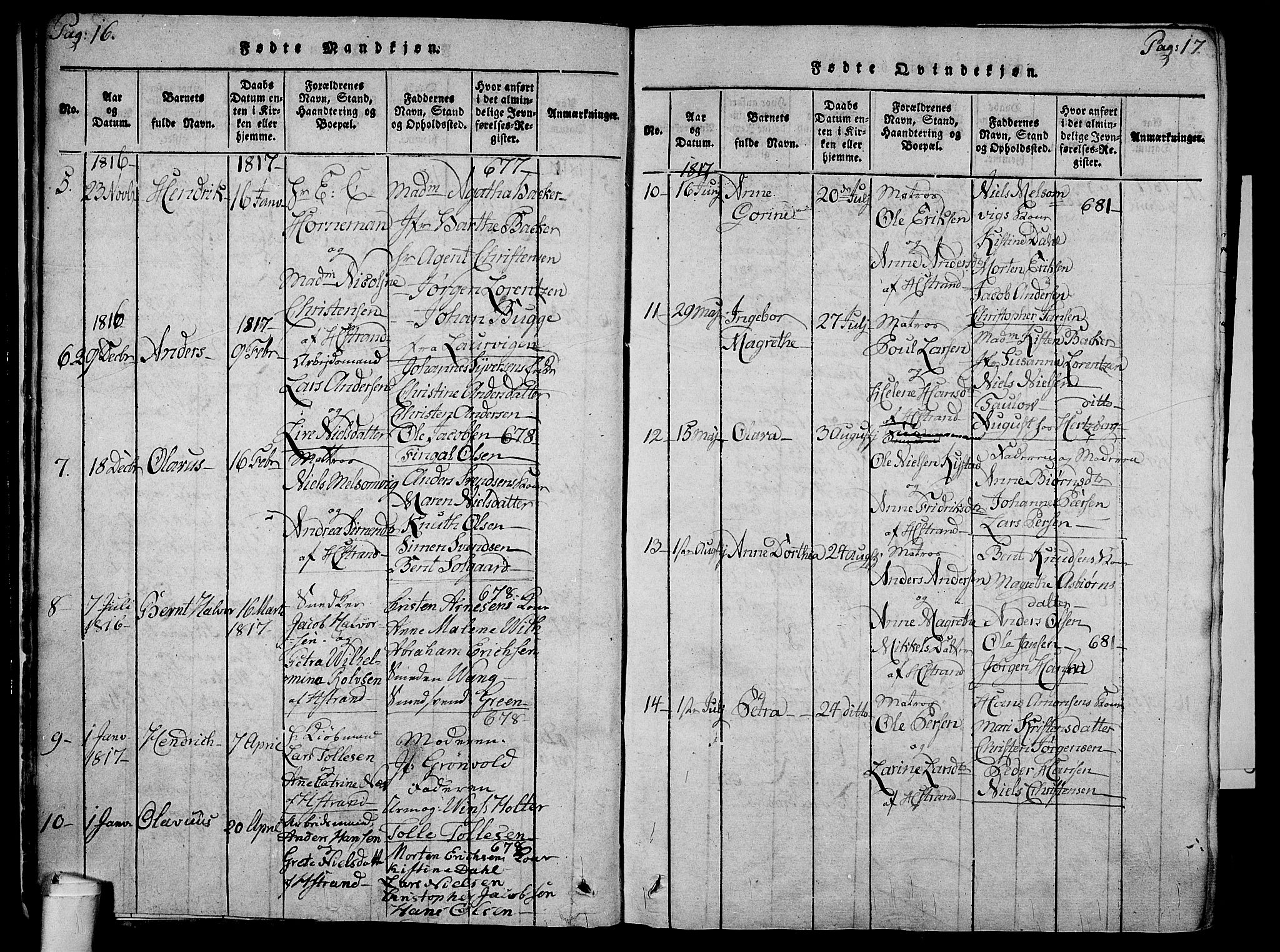 Holmestrand kirkebøker, SAKO/A-346/F/Fa/L0001: Parish register (official) no. 1, 1814-1840, p. 16-17