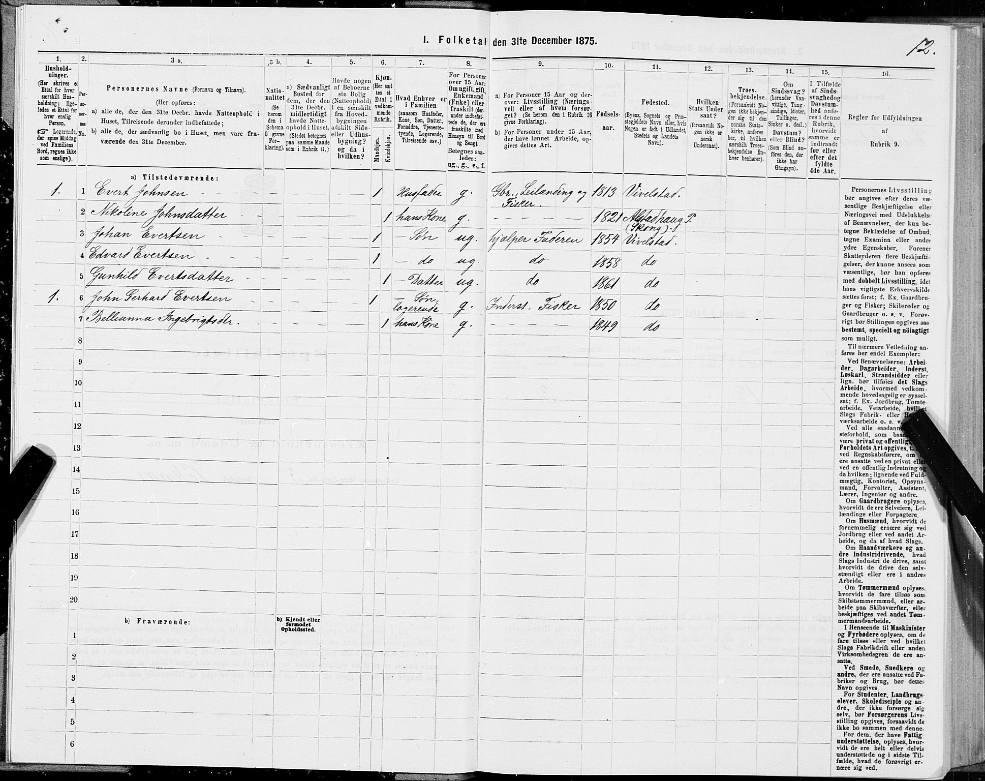 SAT, 1875 census for 1817P Tjøtta, 1875, p. 1012