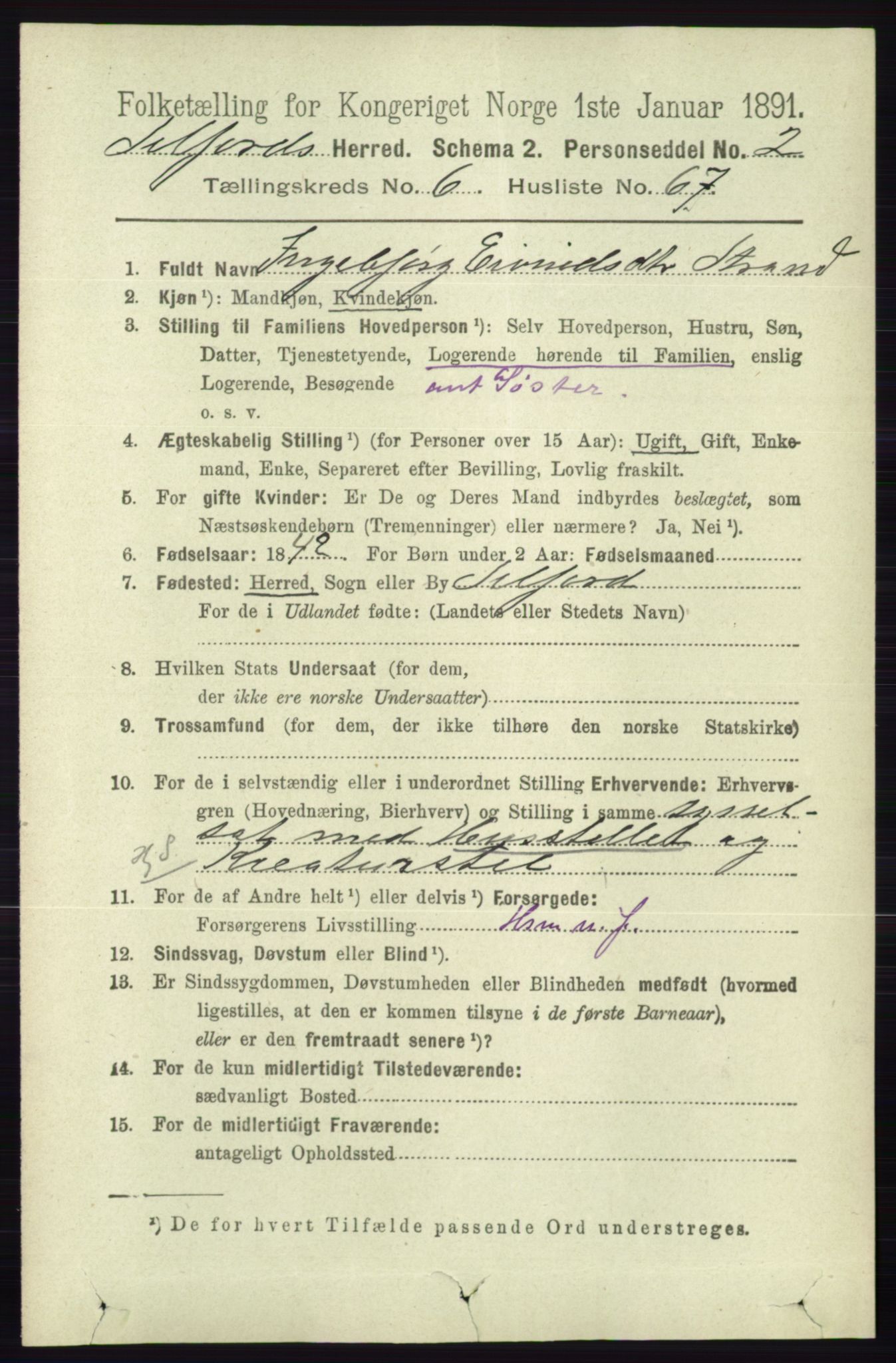 RA, 1891 census for 0828 Seljord, 1891, p. 2558