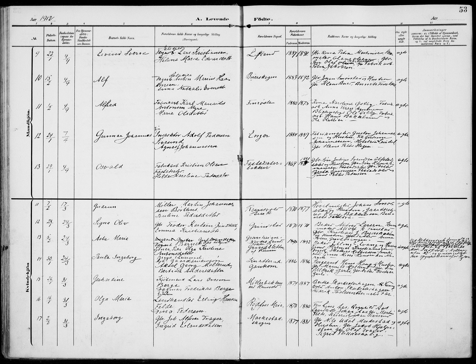 Vestre Toten prestekontor, AV/SAH-PREST-108/H/Ha/Haa/L0014: Parish register (official) no. 14, 1907-1920, p. 53