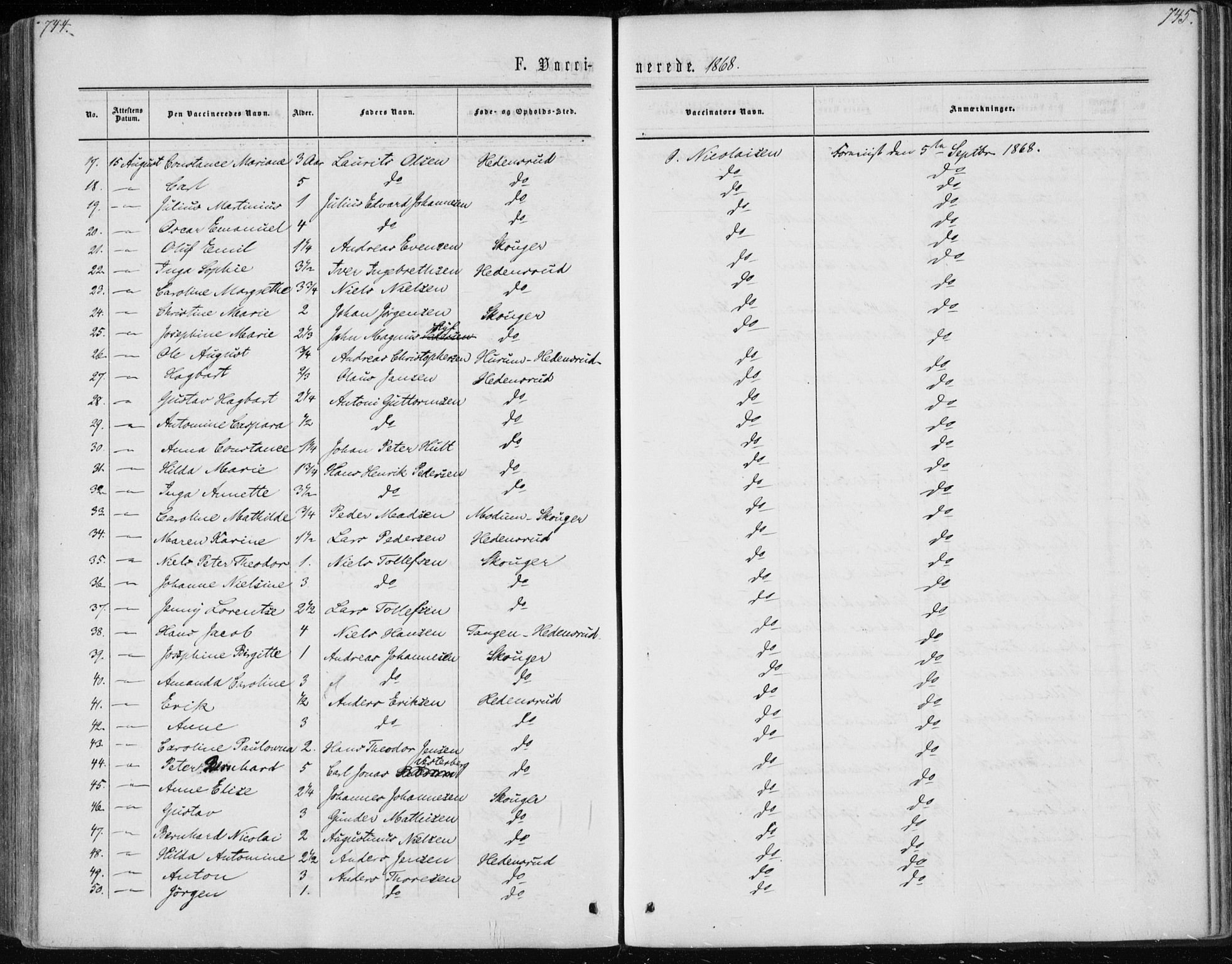 Skoger kirkebøker, AV/SAKO-A-59/F/Fa/L0004: Parish register (official) no. I 4, 1862-1872, p. 744-745