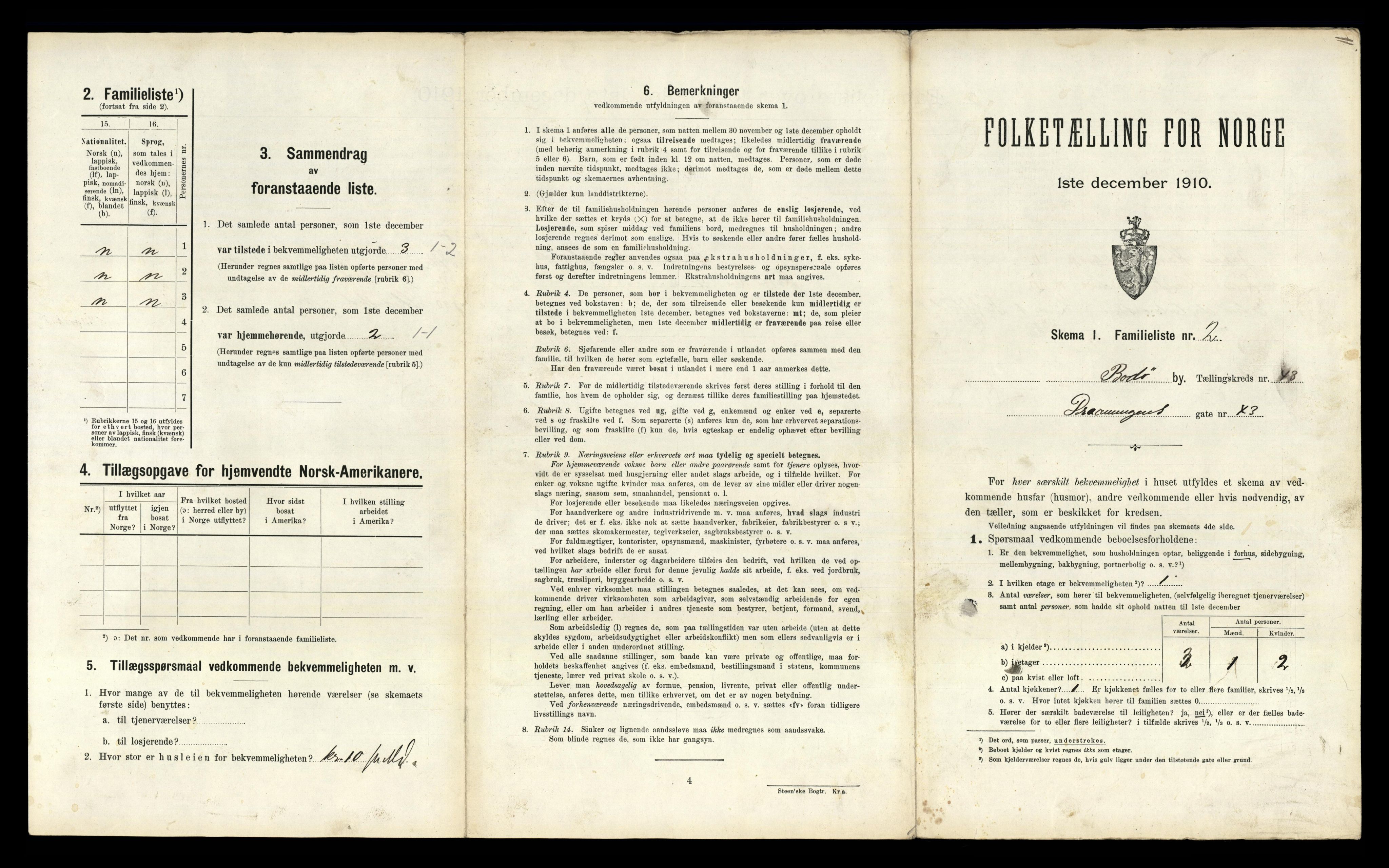 RA, 1910 census for Bodø, 1910, p. 701