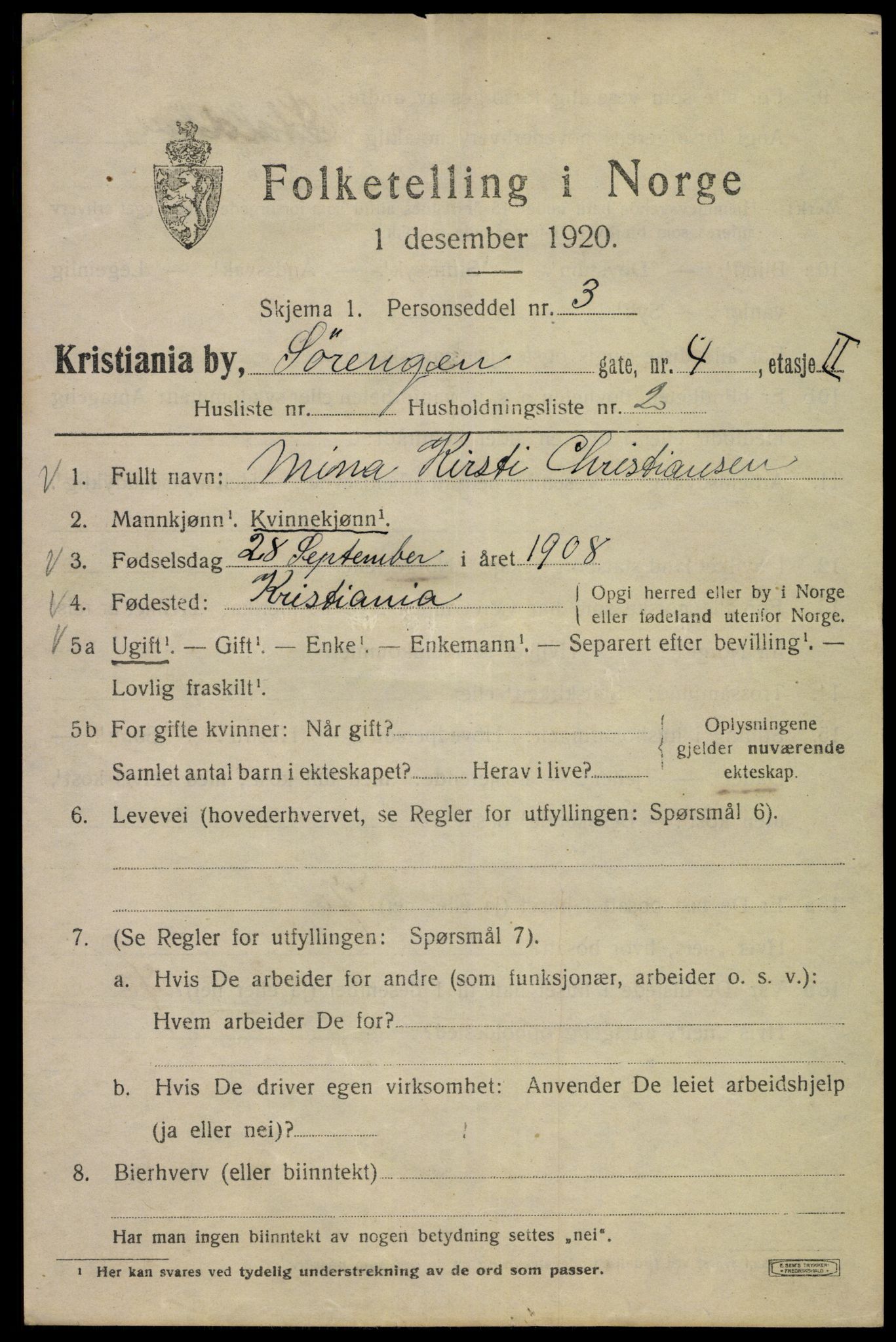 SAO, 1920 census for Kristiania, 1920, p. 562079