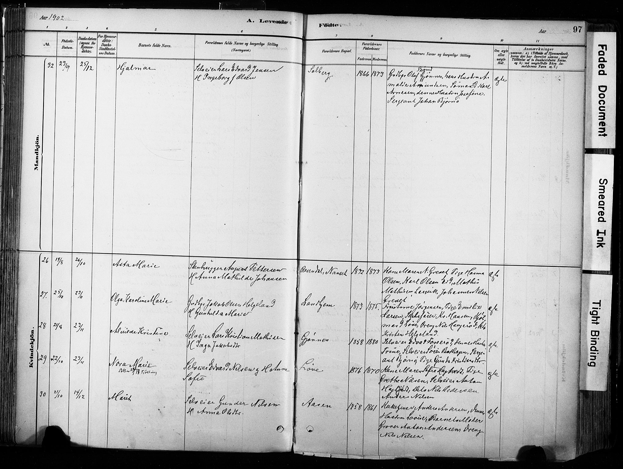 Hedrum kirkebøker, AV/SAKO-A-344/F/Fa/L0009: Parish register (official) no. I 9, 1881-1903, p. 97