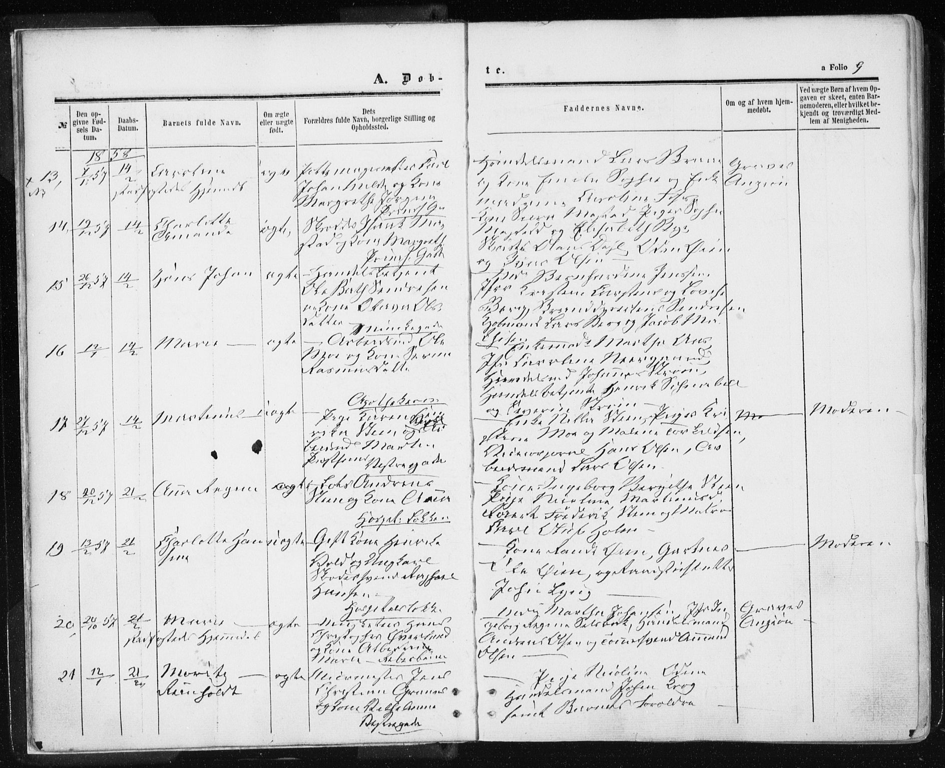 Ministerialprotokoller, klokkerbøker og fødselsregistre - Sør-Trøndelag, SAT/A-1456/601/L0053: Parish register (official) no. 601A21, 1857-1865, p. 9