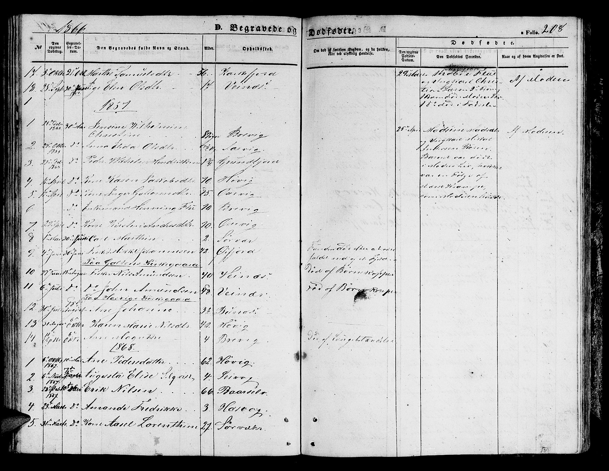 Loppa sokneprestkontor, SATØ/S-1339/H/Hb/L0003klokker: Parish register (copy) no. 3, 1853-1880, p. 208