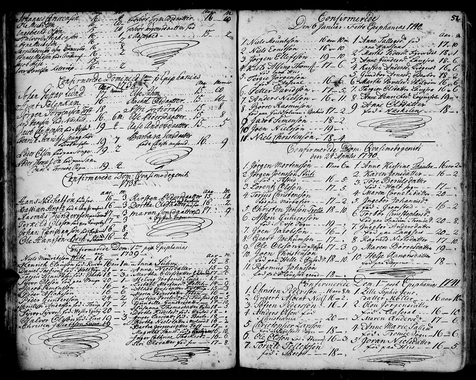 Arendal sokneprestkontor, Trefoldighet, SAK/1111-0040/F/Fa/L0001: Parish register (official) no. A 1, 1703-1815, p. 51