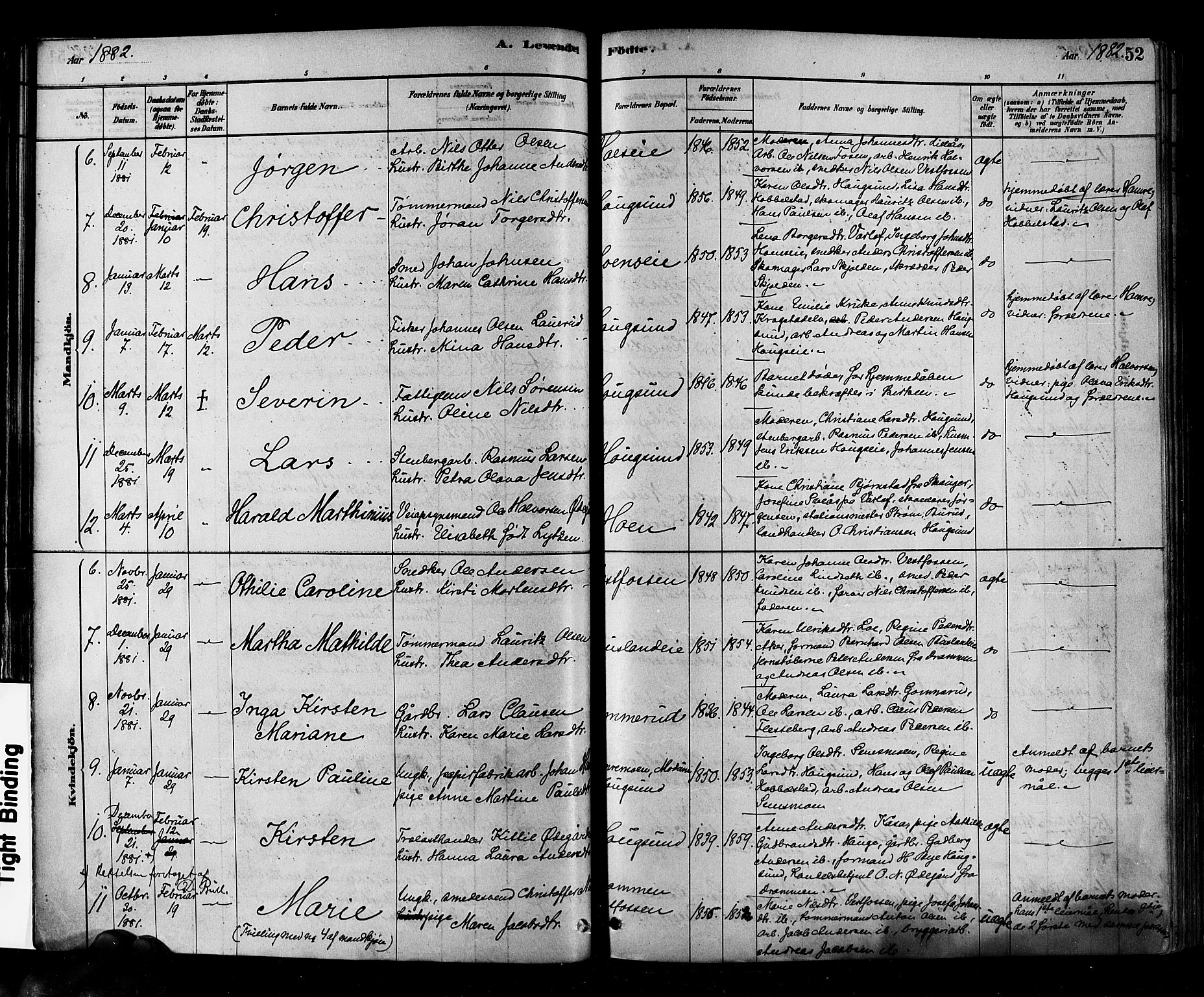 Eiker kirkebøker, AV/SAKO-A-4/F/Fb/L0001: Parish register (official) no. II 1, 1878-1888, p. 52