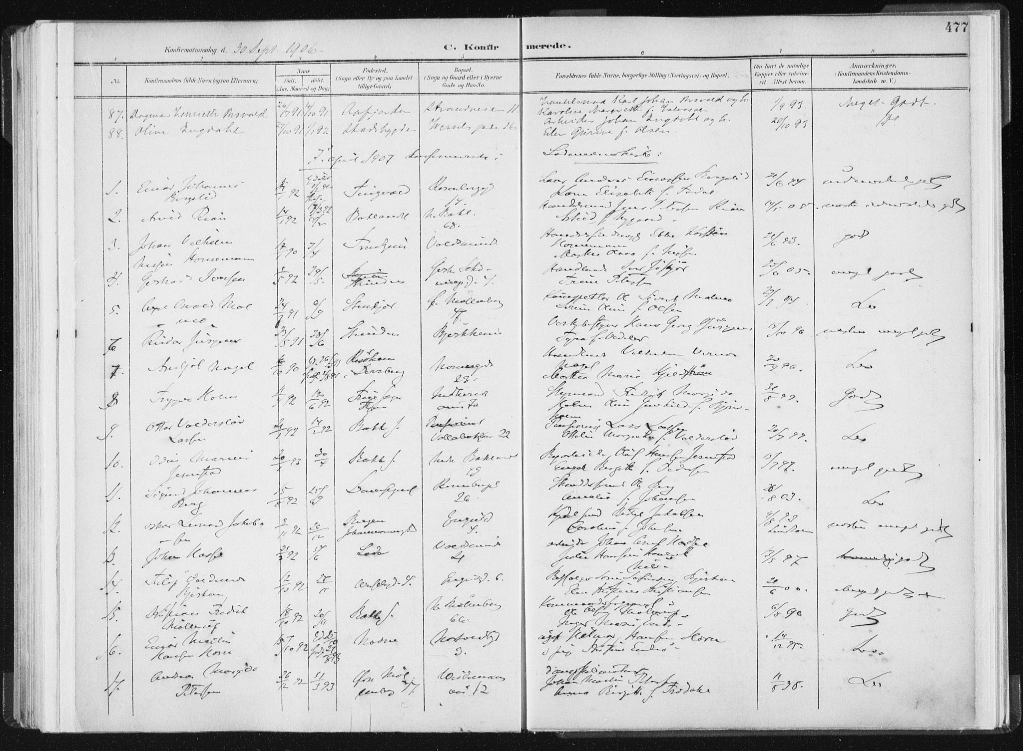 Ministerialprotokoller, klokkerbøker og fødselsregistre - Sør-Trøndelag, AV/SAT-A-1456/604/L0200: Parish register (official) no. 604A20II, 1901-1908, p. 477