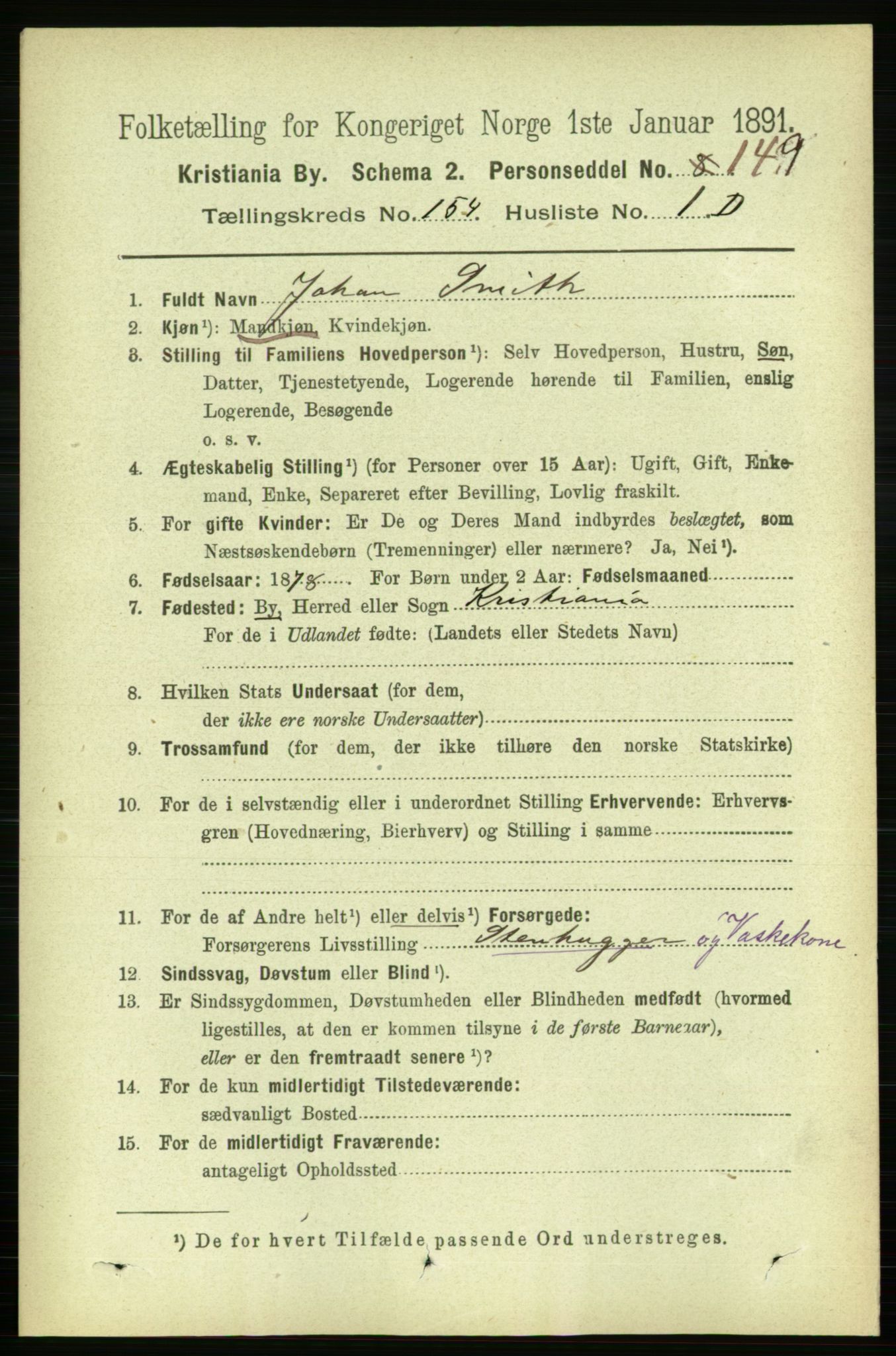 RA, 1891 census for 0301 Kristiania, 1891, p. 87393