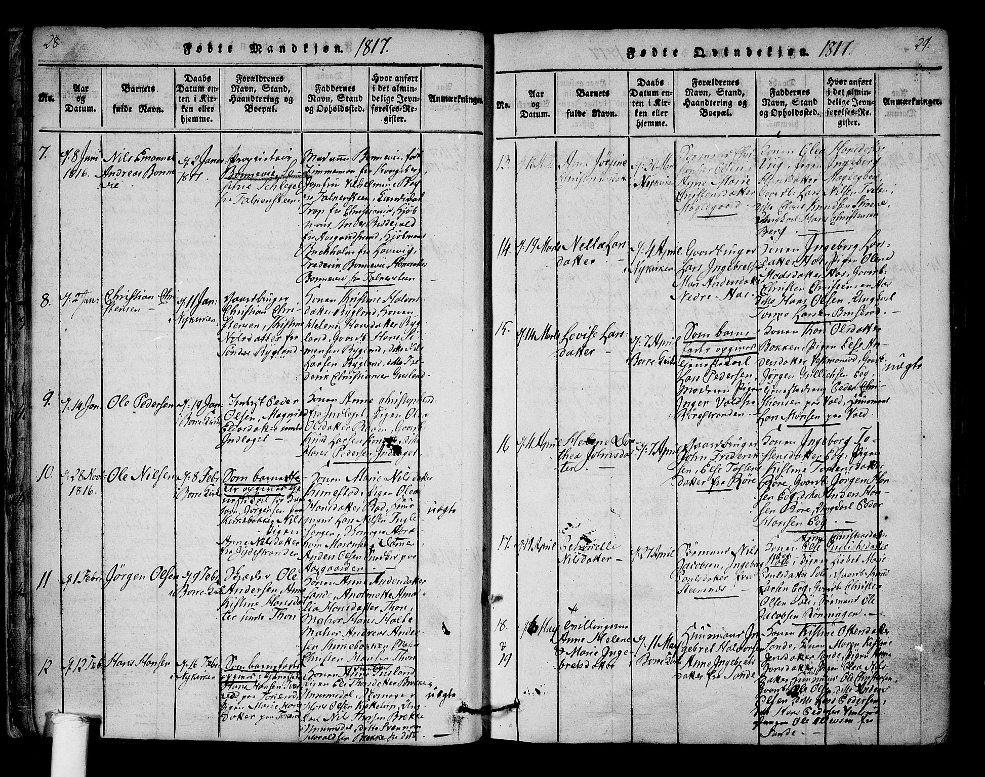 Borre kirkebøker, AV/SAKO-A-338/F/Fa/L0004: Parish register (official) no. I 4, 1815-1845, p. 28-29