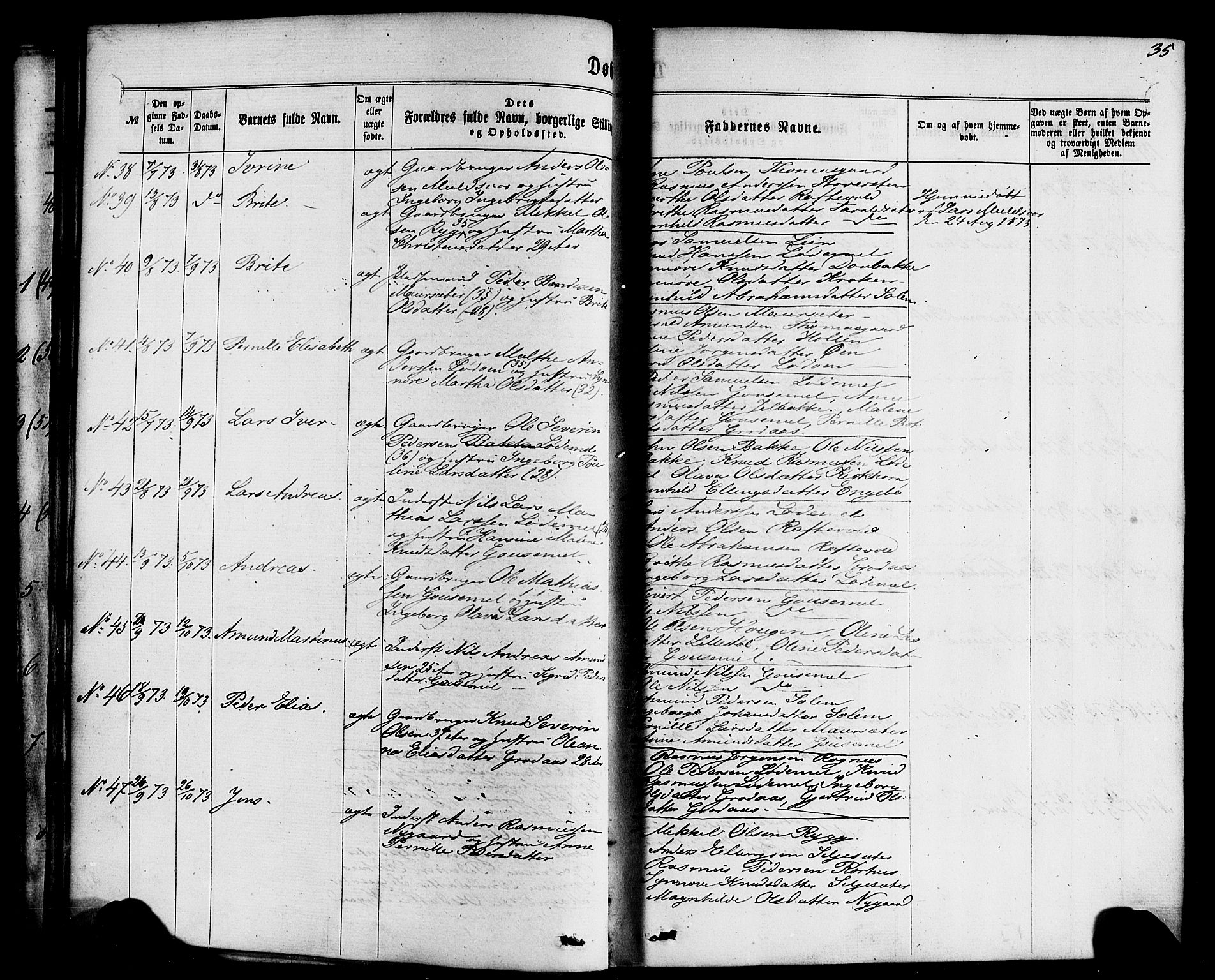 Hornindal sokneprestembete, SAB/A-82401/H/Haa/Haaa/L0002: Parish register (official) no. A 2, 1867-1884, p. 35