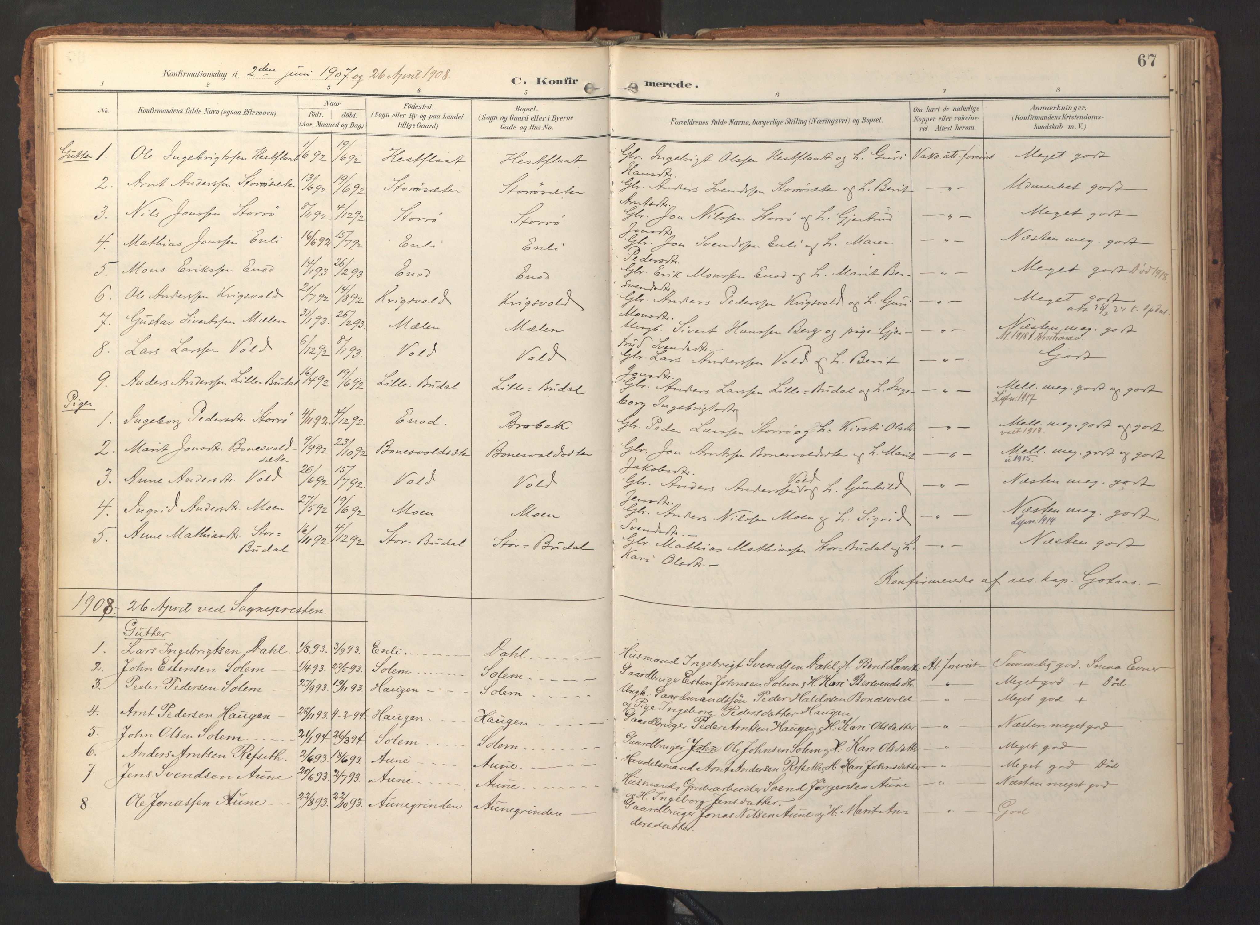 Ministerialprotokoller, klokkerbøker og fødselsregistre - Sør-Trøndelag, SAT/A-1456/690/L1050: Parish register (official) no. 690A01, 1889-1929, p. 67