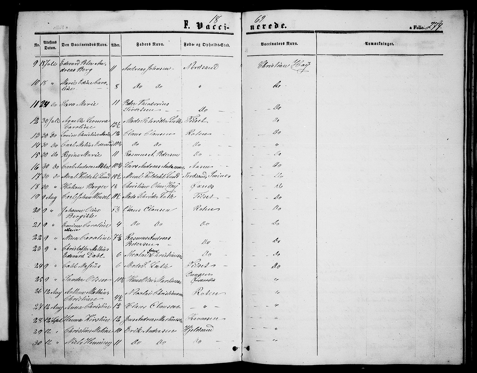 Ministerialprotokoller, klokkerbøker og fødselsregistre - Nordland, AV/SAT-A-1459/893/L1347: Parish register (copy) no. 893C02, 1858-1866, p. 279