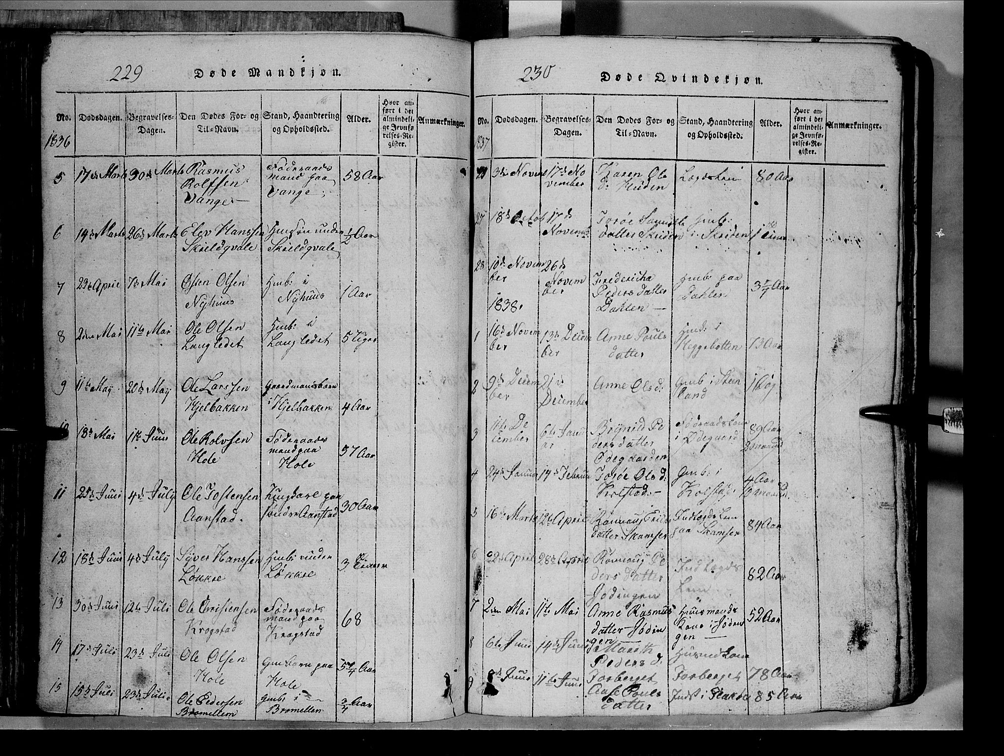 Lom prestekontor, SAH/PREST-070/L/L0003: Parish register (copy) no. 3, 1815-1844, p. 229-230