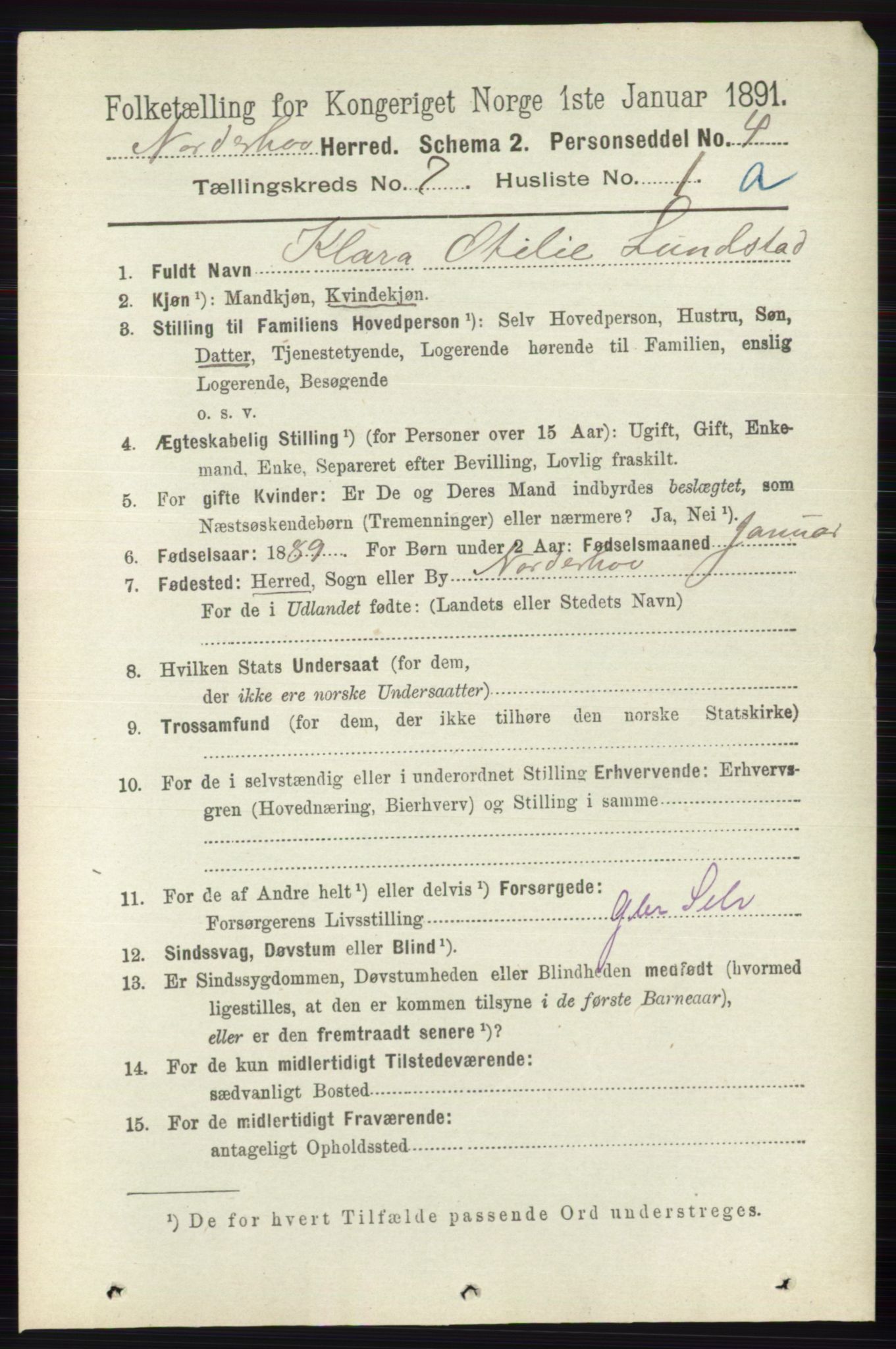 RA, 1891 census for 0613 Norderhov, 1891, p. 4492