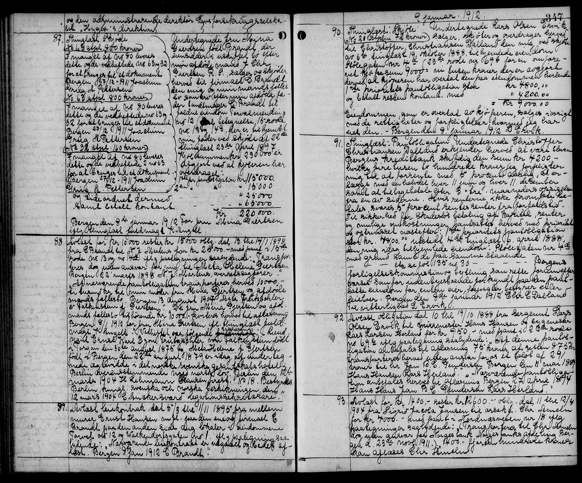 Byfogd og Byskriver i Bergen, AV/SAB-A-3401/03/03Ba/L0069: Mortgage book no. II.B.a.69, 1910-1912, p. 347