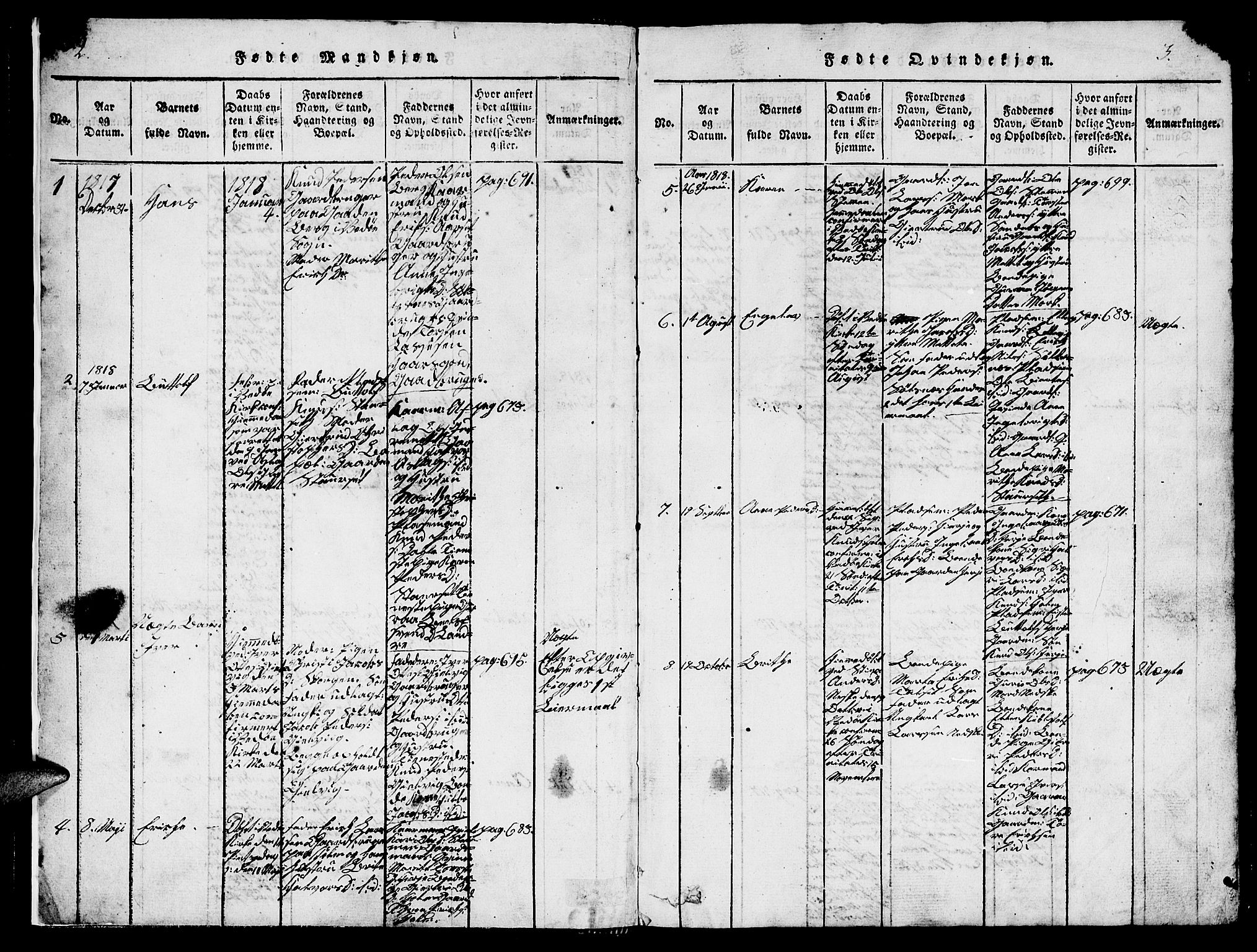 Ministerialprotokoller, klokkerbøker og fødselsregistre - Møre og Romsdal, AV/SAT-A-1454/547/L0610: Parish register (copy) no. 547C01, 1818-1839, p. 2-3