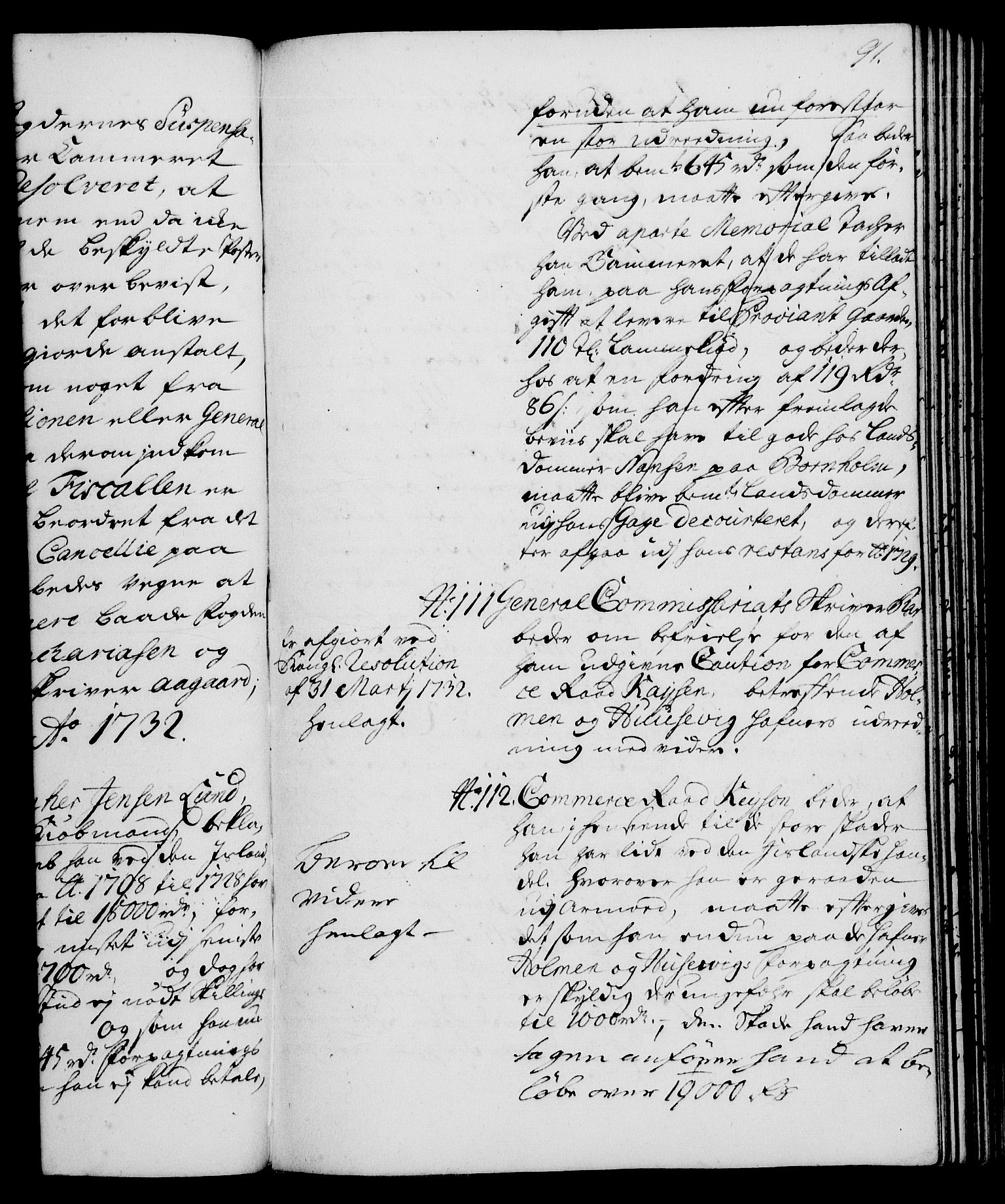 Rentekammeret, Kammerkanselliet, AV/RA-EA-3111/G/Gh/Gha/L0014: Norsk ekstraktmemorialprotokoll. Merket RK 53.59, 1731-1732, p. 91
