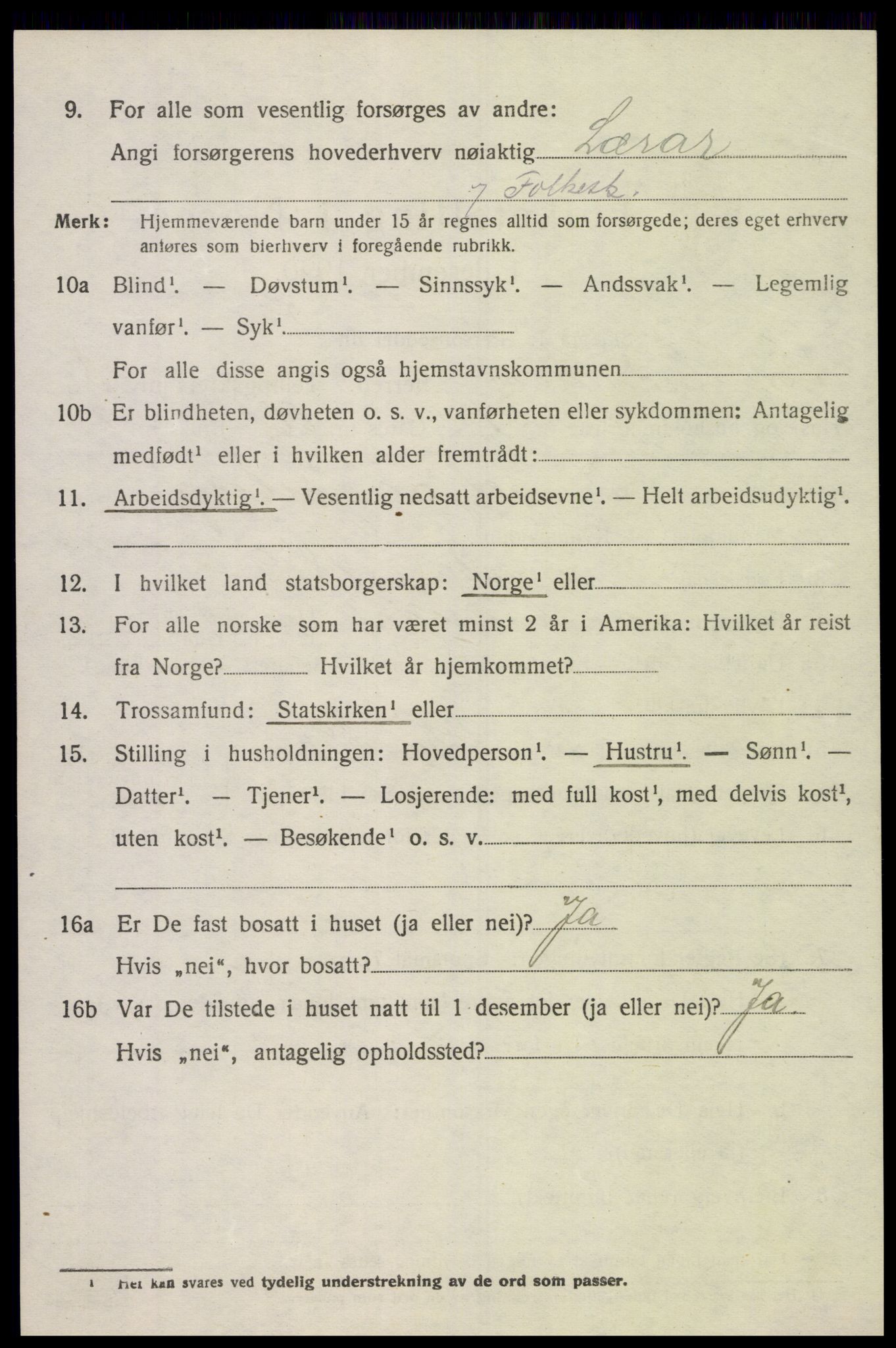 SAK, 1920 census for Sør-Audnedal, 1920, p. 1828