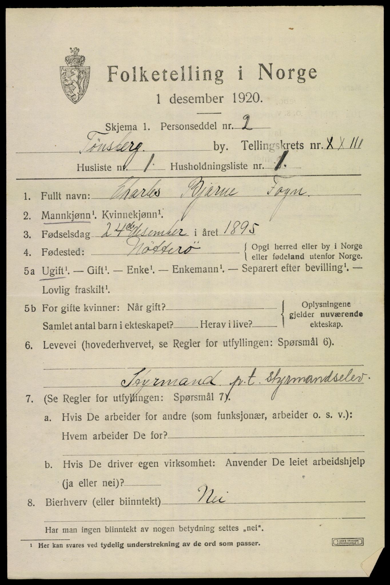 SAKO, 1920 census for Tønsberg, 1920, p. 32321