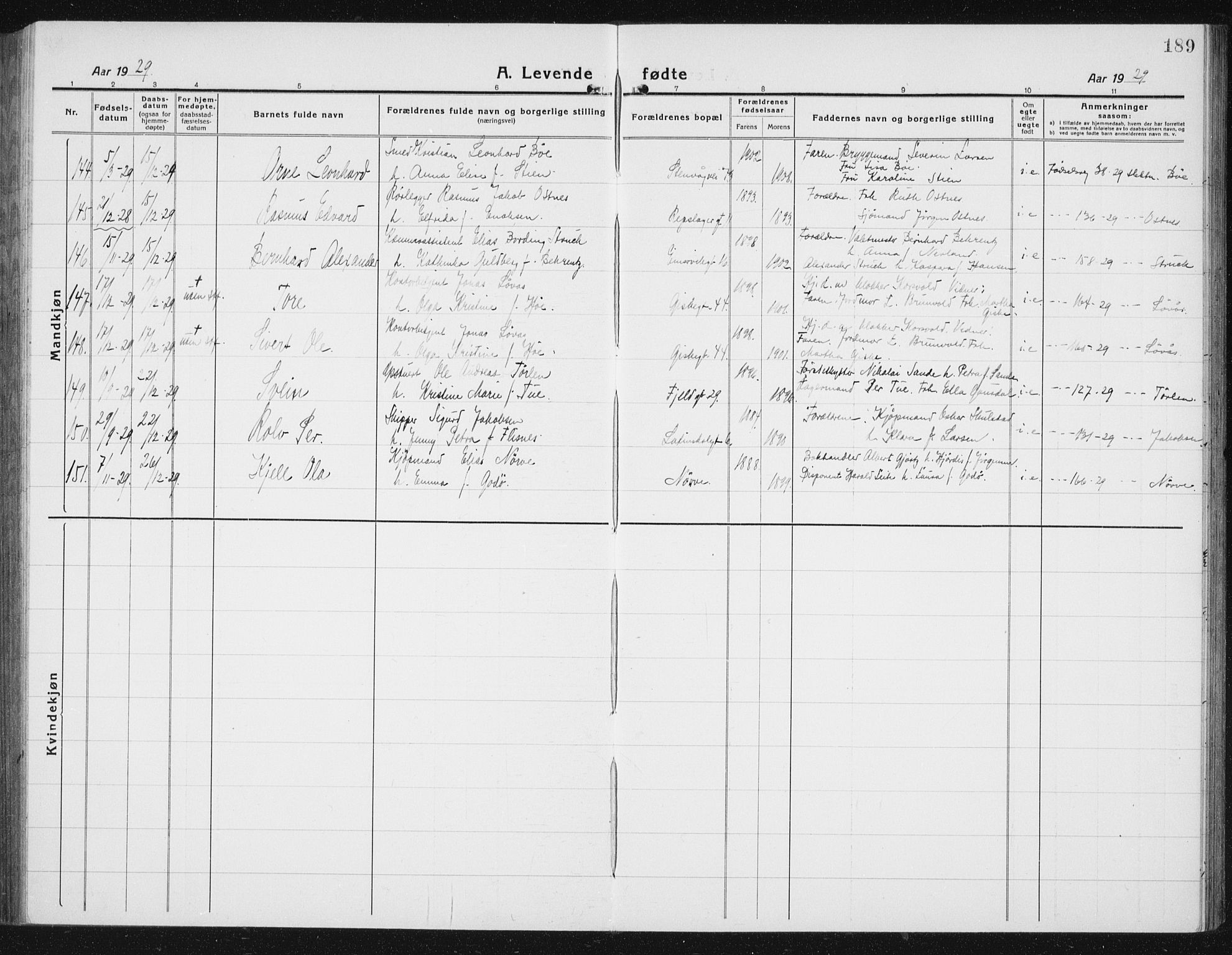 Ministerialprotokoller, klokkerbøker og fødselsregistre - Møre og Romsdal, AV/SAT-A-1454/529/L0475: Parish register (copy) no. 529C12, 1921-1934, p. 189