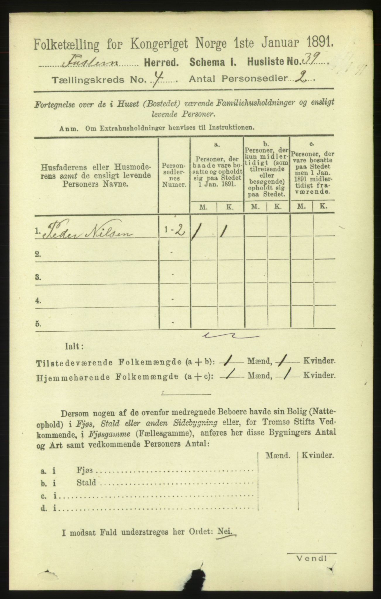 RA, 1891 census for 1572 Tustna, 1891, p. 1385