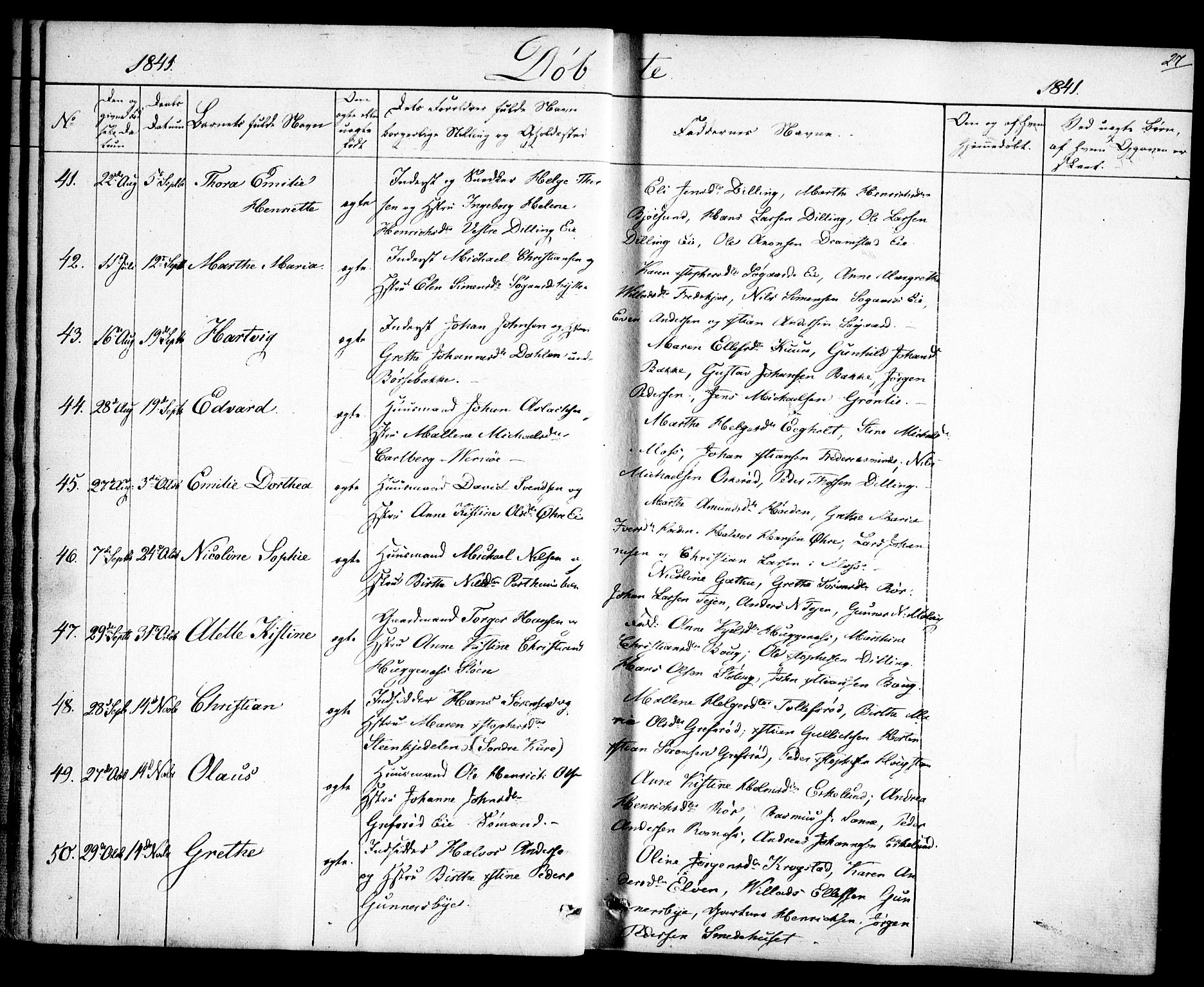 Rygge prestekontor Kirkebøker, AV/SAO-A-10084b/F/Fa/L0004: Parish register (official) no. 4, 1836-1851, p. 27