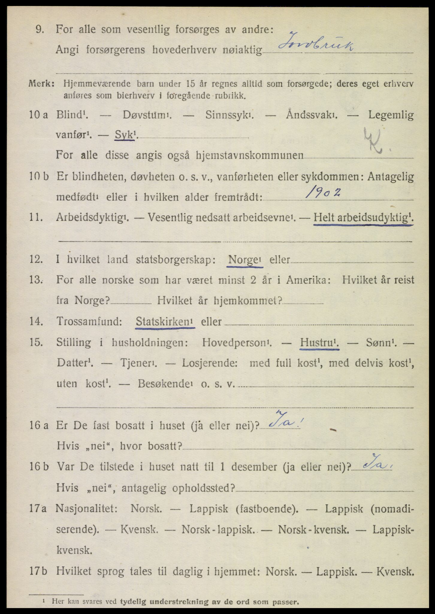 SAT, 1920 census for Kolvereid, 1920, p. 5134