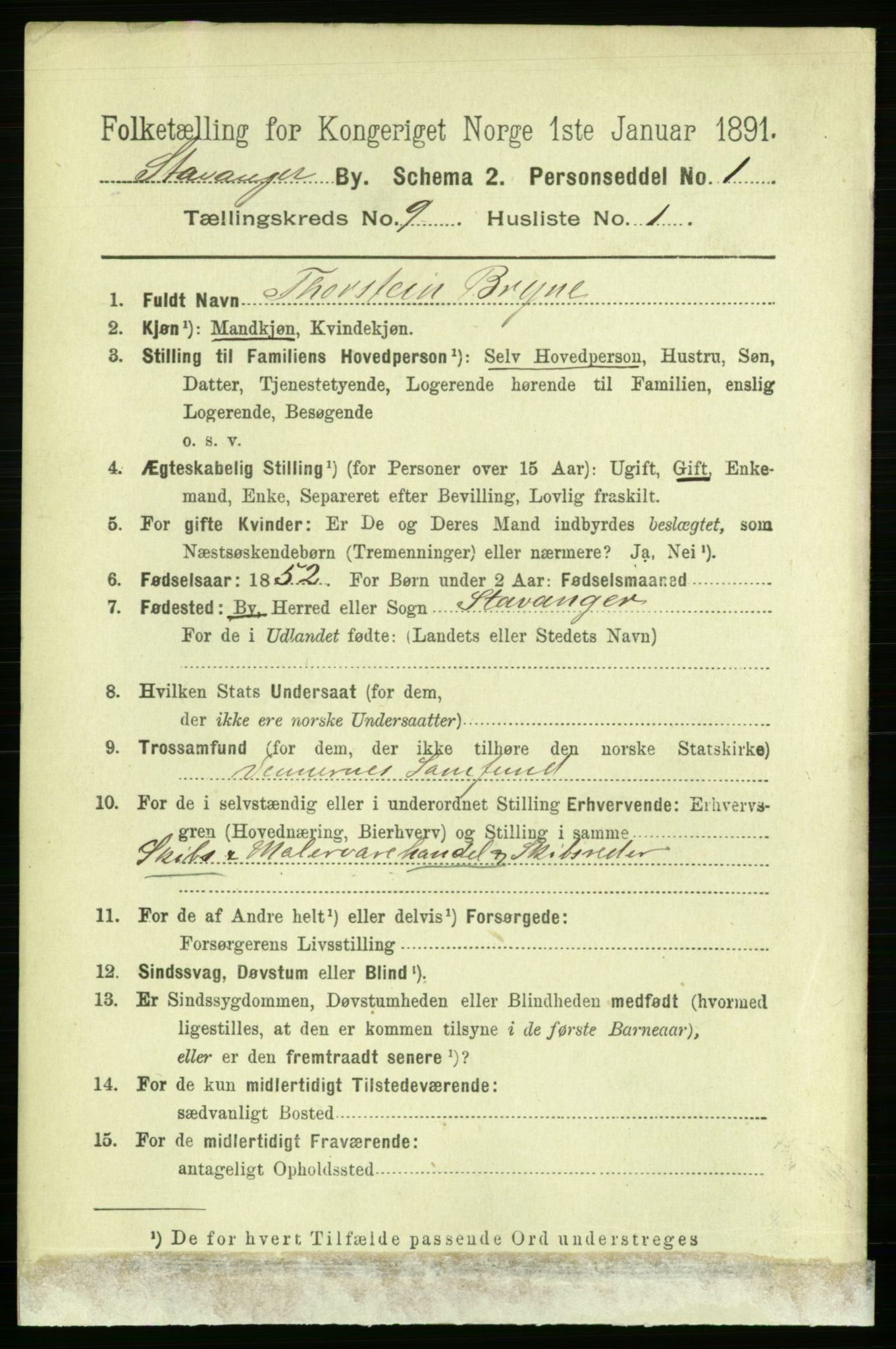 RA, 1891 census for 1103 Stavanger, 1891, p. 12705