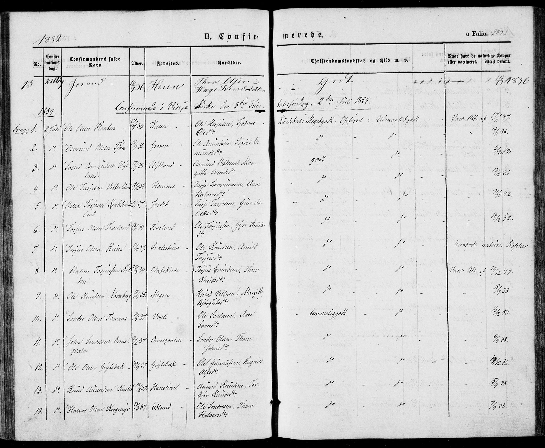 Vinje kirkebøker, SAKO/A-312/F/Fa/L0004: Parish register (official) no. I 4, 1843-1869, p. 203