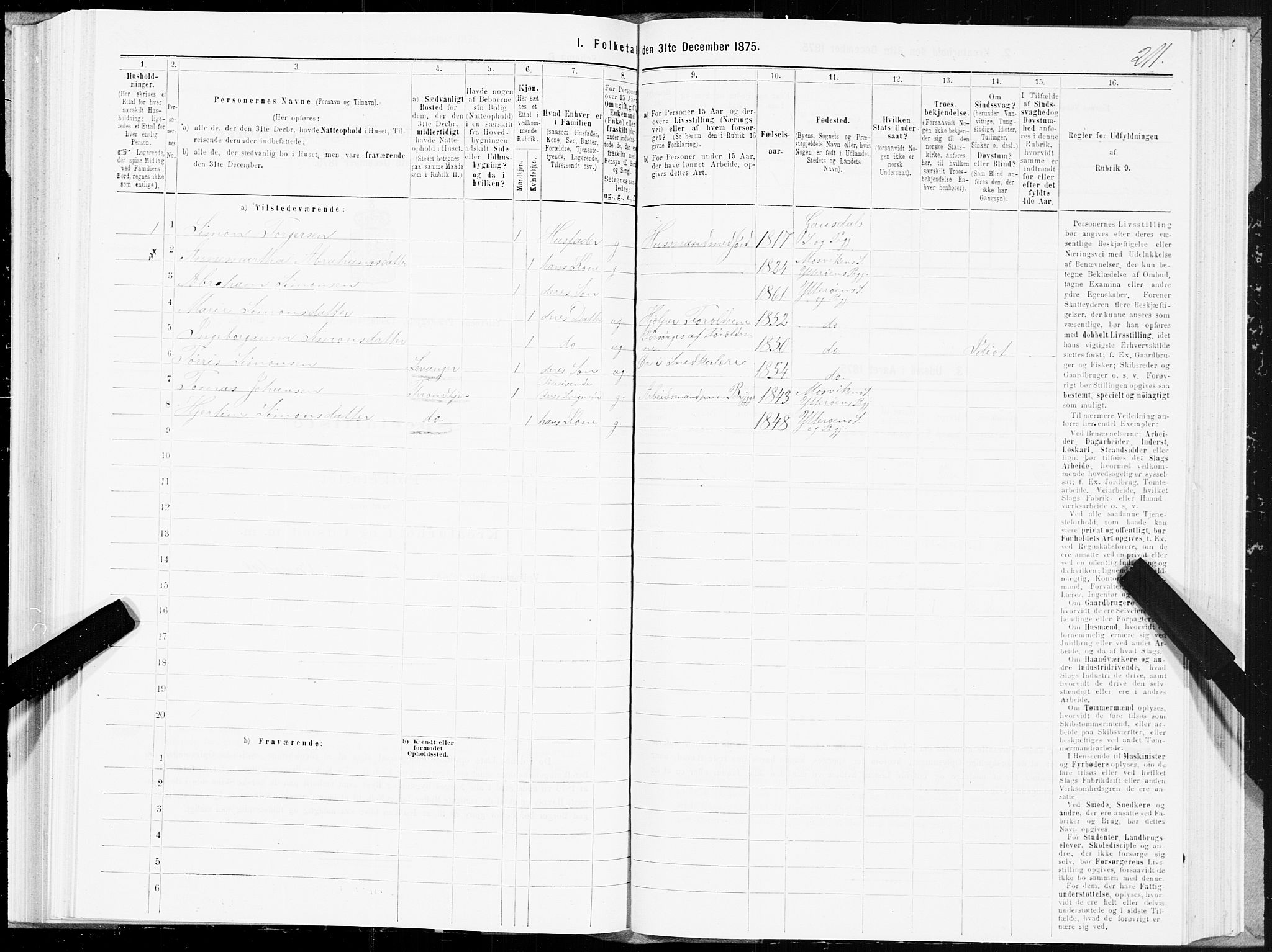 SAT, 1875 census for 1722P Ytterøy, 1875, p. 2211